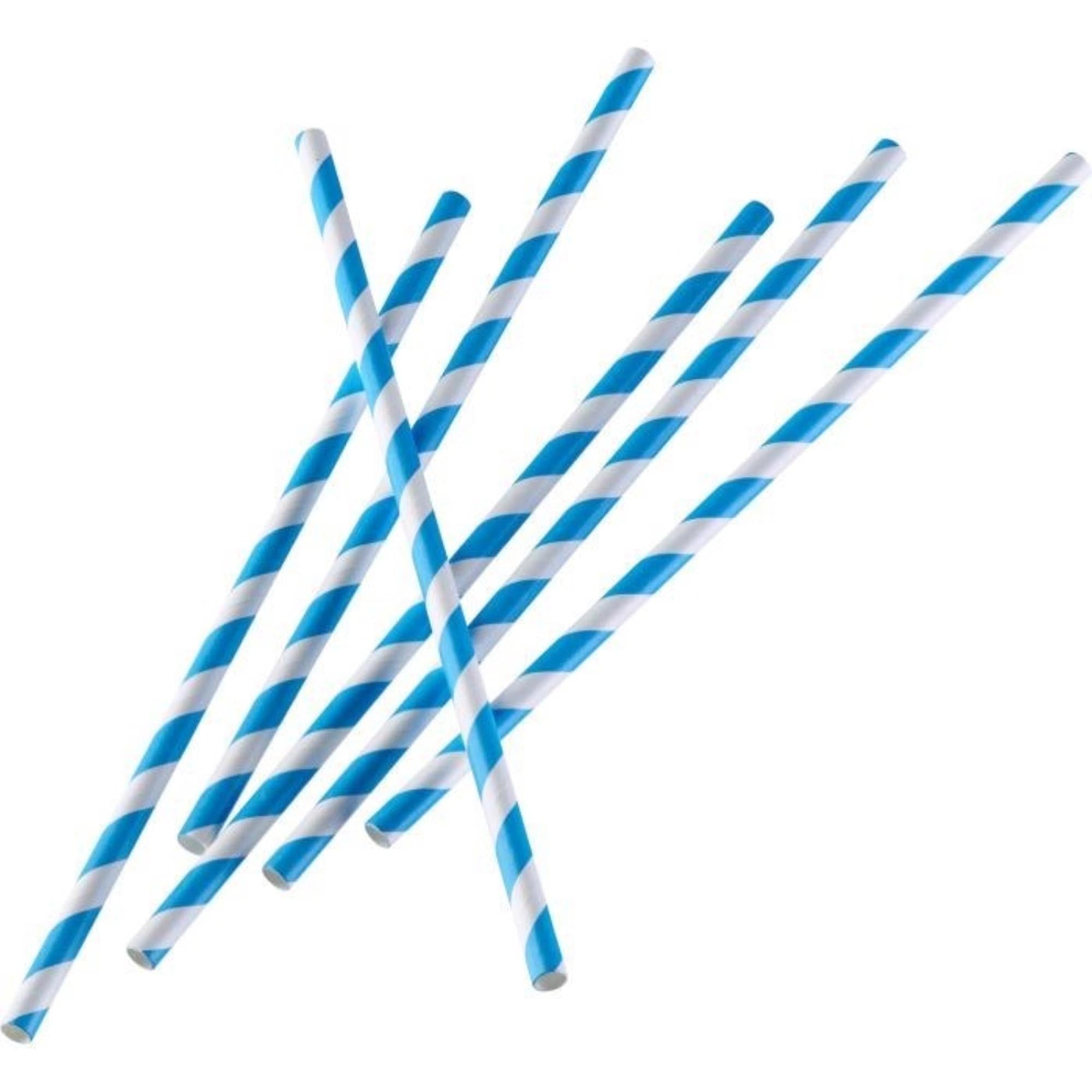 50 umweltfreundliche Papier-Trinkhalme, blau-weiss gestreift, 19,7 cm, perfekt für Partys und Getränke, von Westmark.