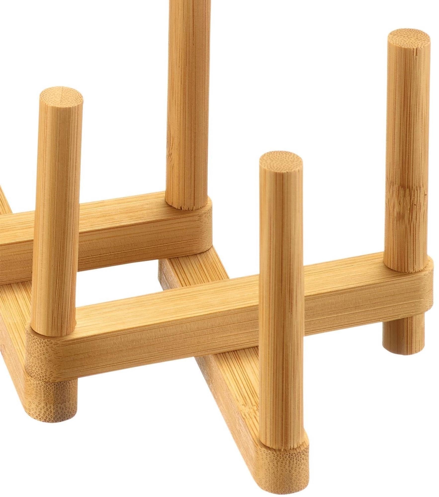 Faltbares Abtropfgestell aus Bambus von Westmark, ideal für Geschirr, platzsparend, nachhaltig und stilvoll in der Küche.