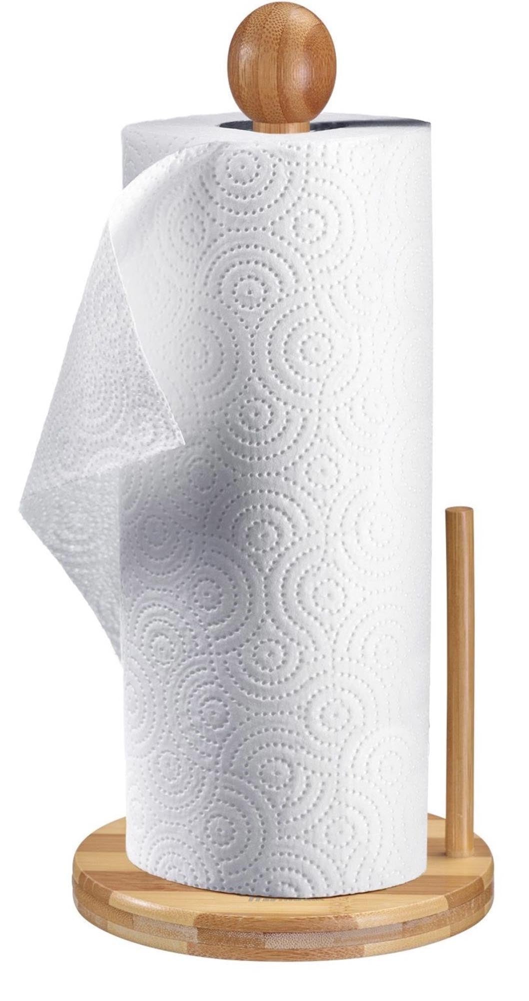 Nachhaltiger Küchenrollenhalter aus Bambus von Westmark, ideal für umweltbewusste Haushalte, stilvoll und funktional.
