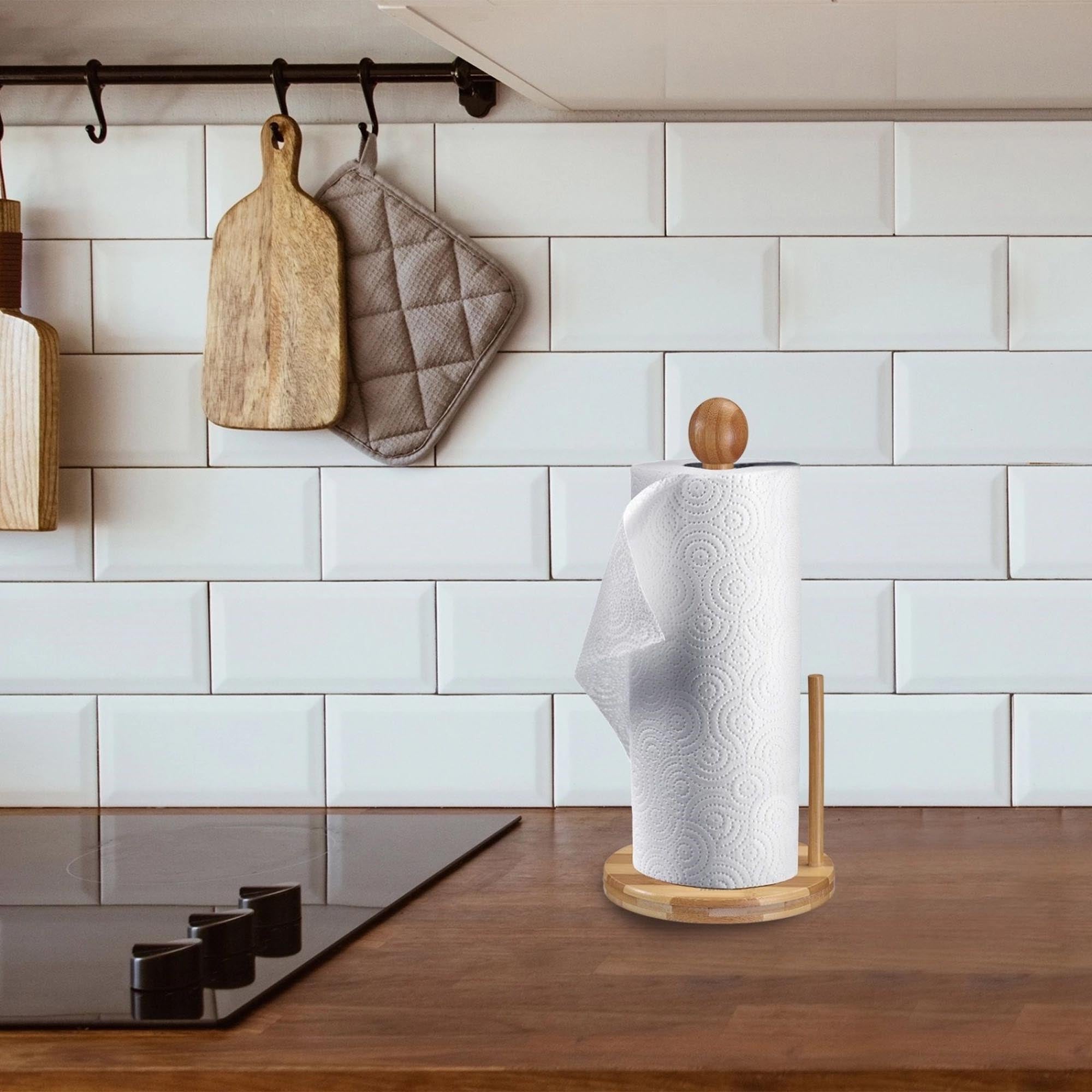 Eleganter Küchenrollenhalter aus Bambus von Westmark, umweltfreundlich, robust und perfekt für eine nachhaltige Kücheneinrichtung.