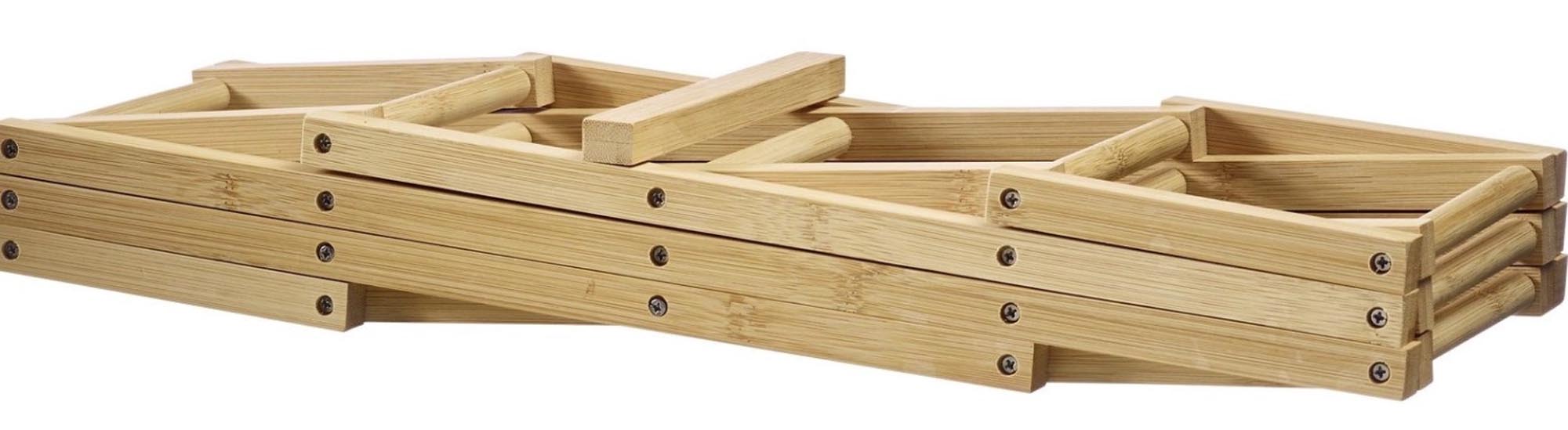 Faltbares Weinregal Bene von Westmark, ideal für elegante Weinflaschenaufbewahrung, kompakt, praktisch und platzsparend.