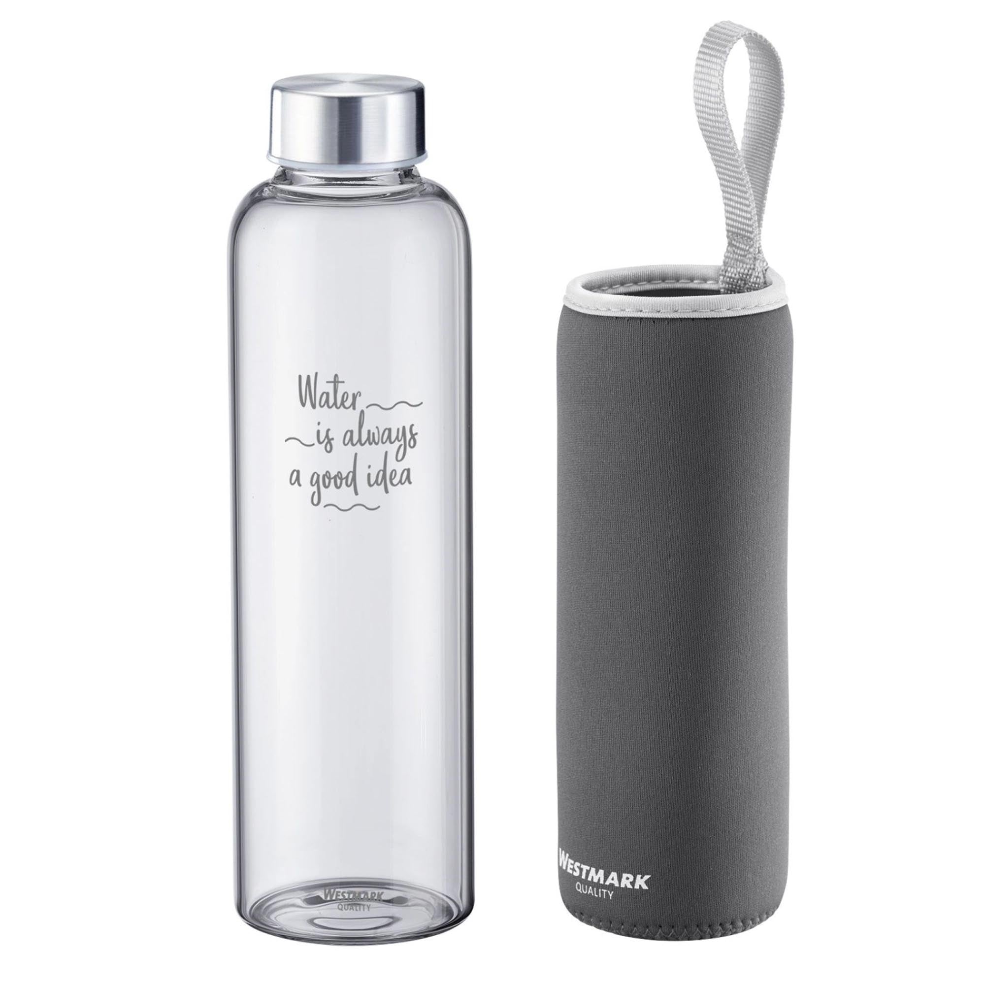 Entdecken Sie die umweltfreundliche Trinkflasche Viva aus Glas (0,55 l) mit anthrazitfarbenem Silikon-Cover von Westmark. Ideal für stilvolle, nachhaltige Getränke!