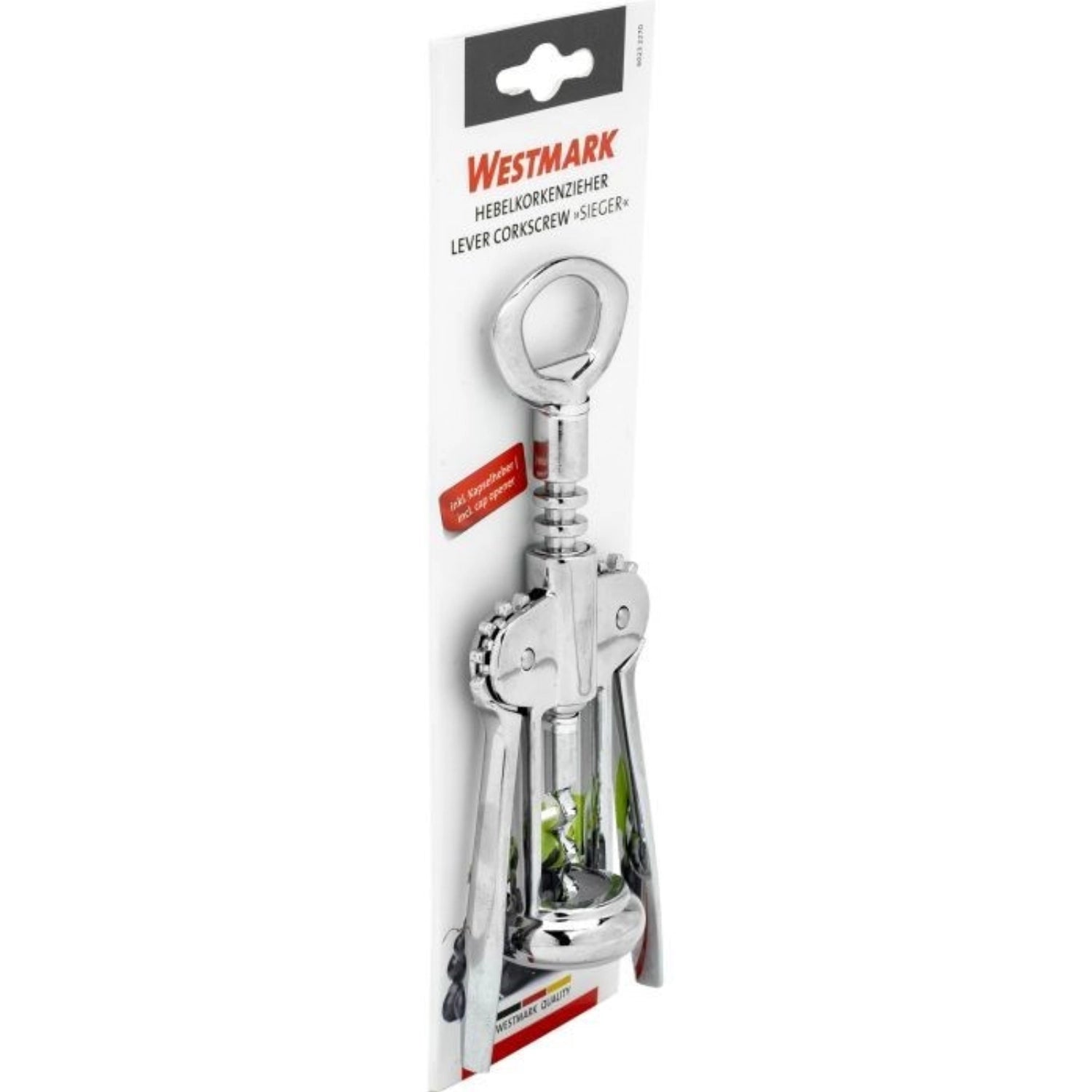 Eleganter Hebelkorkenzieher von Westmark, prämiert für seine Benutzerfreundlichkeit. Perfekt für Weinliebhaber, die Wert auf Qualität legen.
