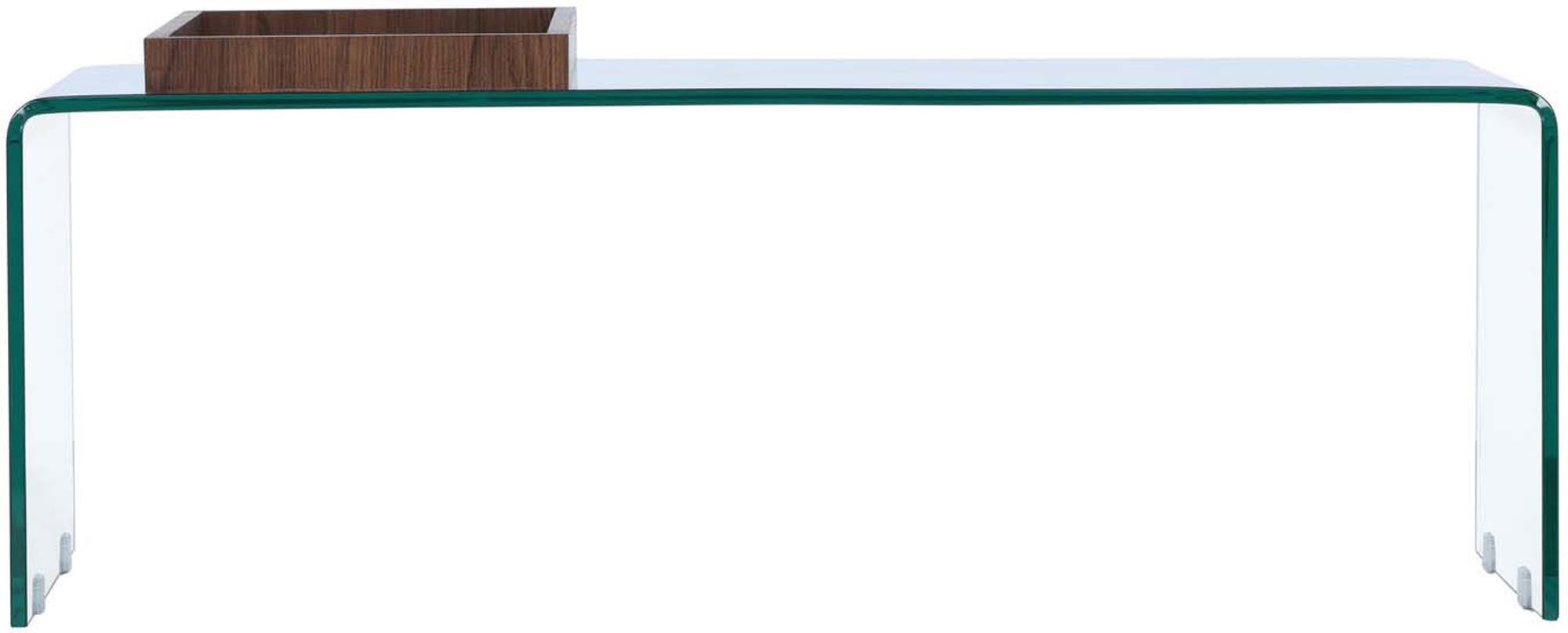 Stilvoller Telemark Coffee Tisch von Venture Home: Hochwertiges Glas und warmes Holz vereinen Funktionalität und modernes skandinavisches Design.