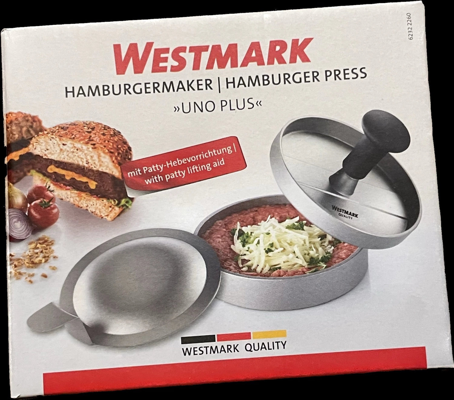 Der Westmark Hamburgermaker Uno Plus, D12cm, ermöglicht müheloses Formen und Anheben von perfekten Burger-Patties für Grillabende.