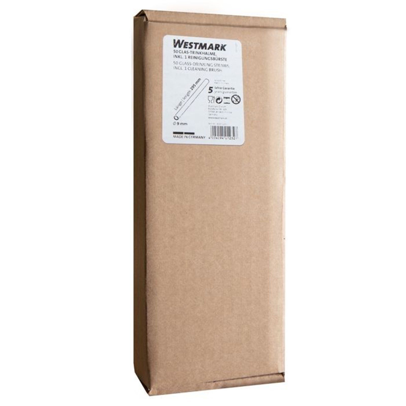 50 wiederverwendbare Glas-Trinkhalme (295 mm) mit Reinigungsbürstchen, umweltfreundlich, langlebig und ideal für Getränke.