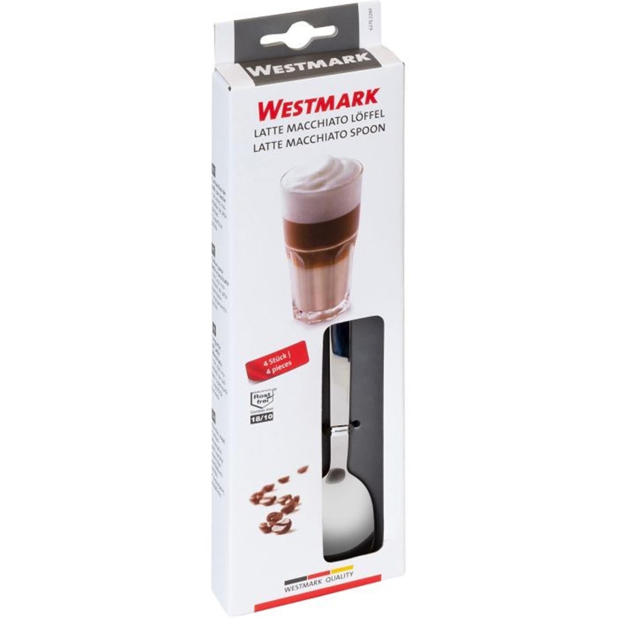 Elegante Latte Macchiato-Löffel aus hochwertigem Edelstahl 18/10 von Westmark, ideal für stilvollen Kaffeegenuss.