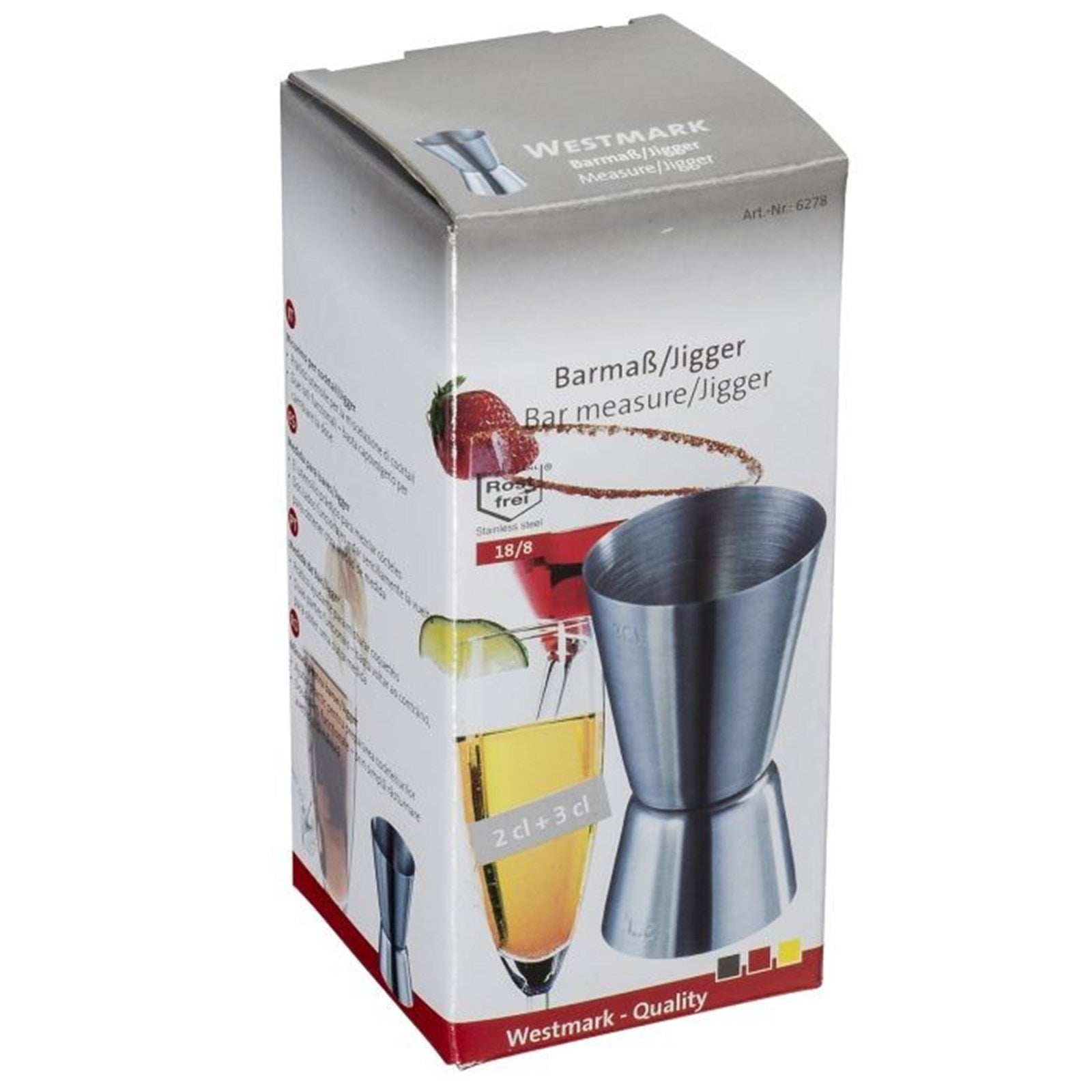 Hochwertiges Barmass von Westmark, perfekt für präzises Abmessen von 2 und 3 cl Spirituosen und Zutaten für Cocktails.