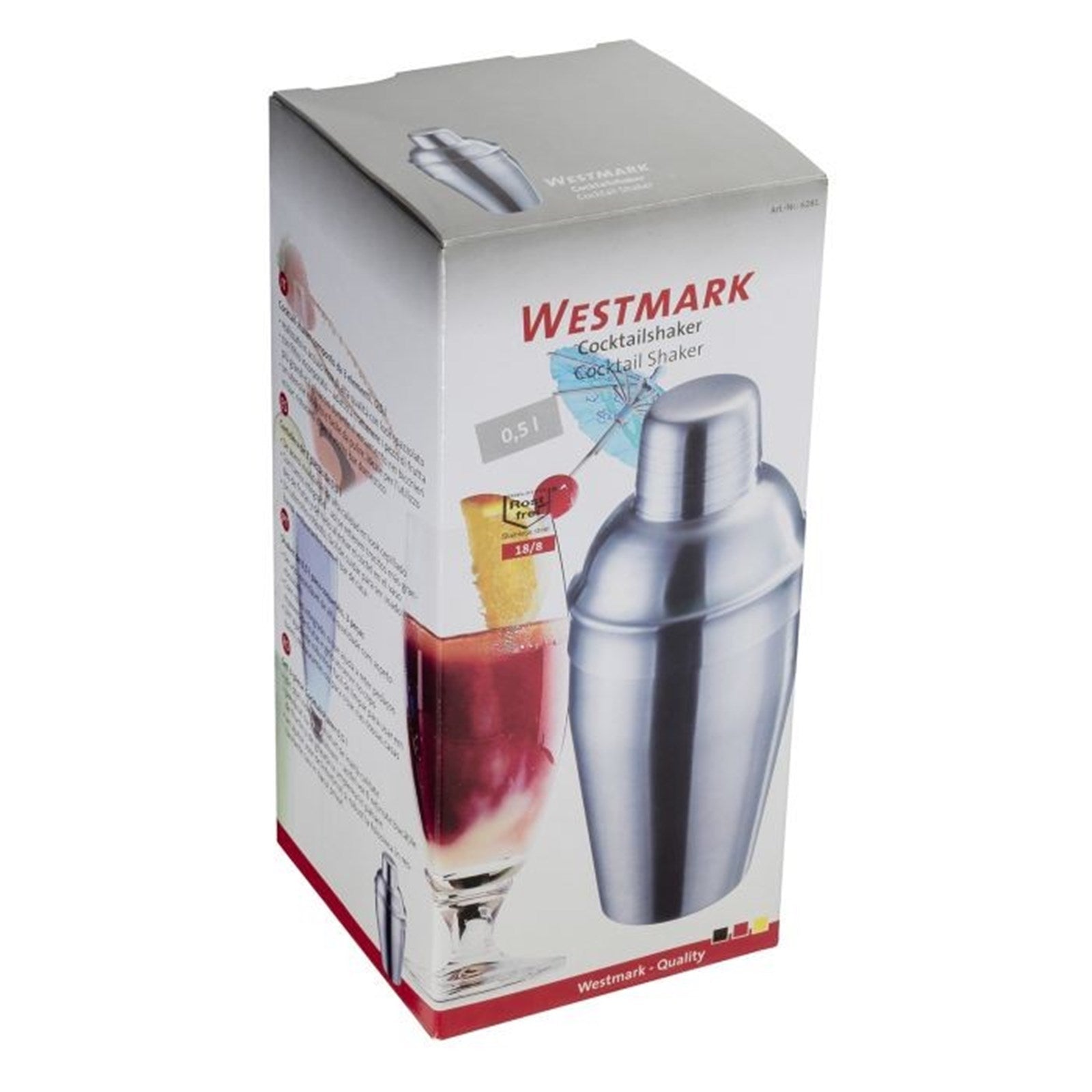 Hochwertiger 3-teiliger Cocktailshaker von Westmark, 0,5 l, ideal für die Zubereitung von Cocktails, robust und stilvoll für Ihre Bar.