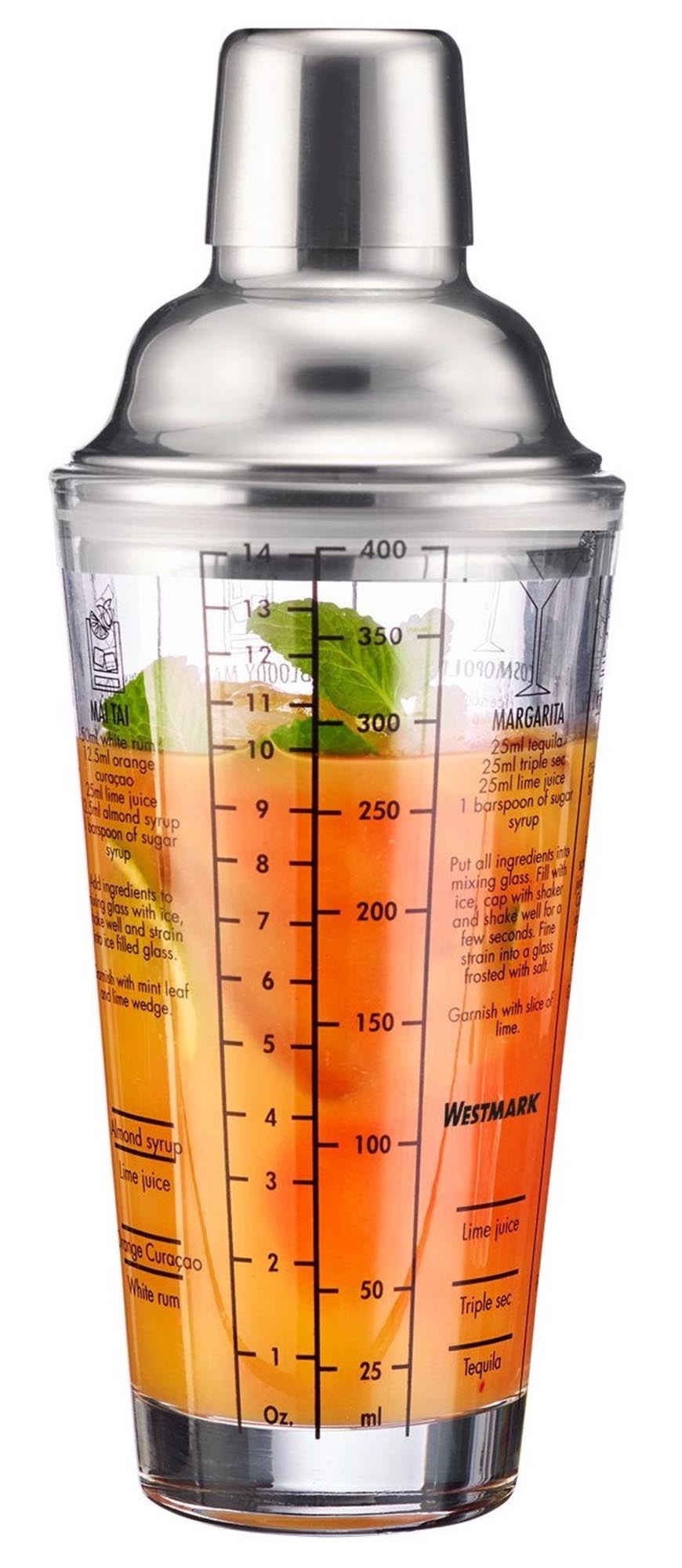 Cocktail Shaker aus Glas, 400ml, von Westmark. Mit Rezepten und Skala, perfekt für kreative und stilvolle Cocktails.
