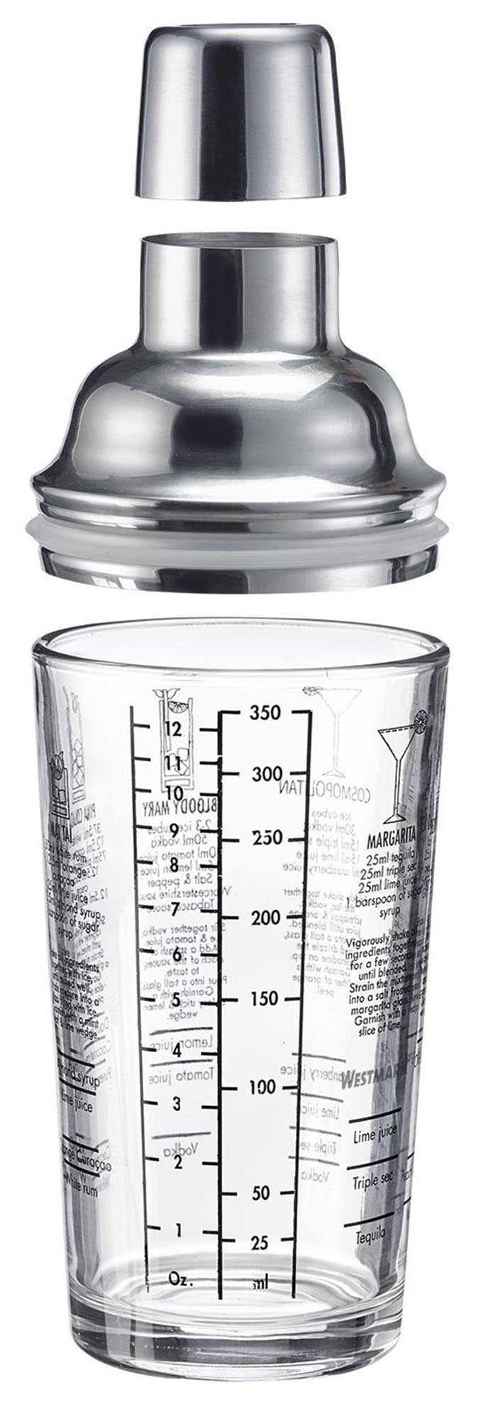 Cocktail Shaker Sam aus Glas, 400ml, von Westmark. Perfekt für Cocktails, mit Skala und Rezepten. Praktisch und stilvoll.