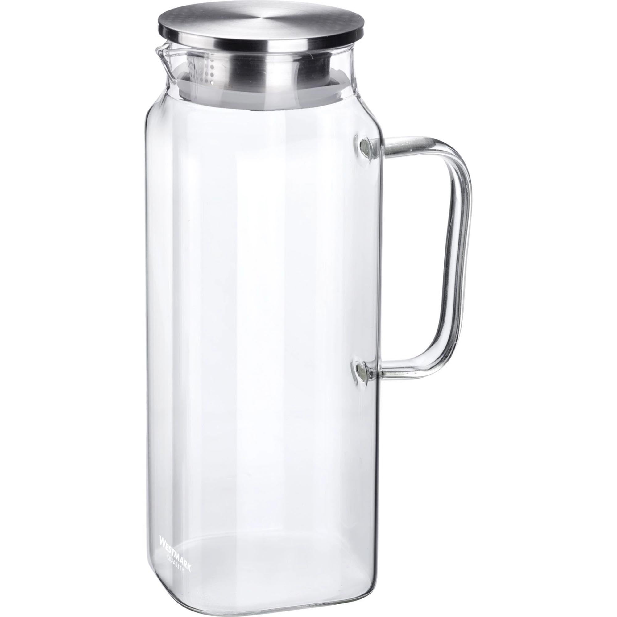 Entdecken Sie die Westmark Wasserkaraffe Puro 1.8 l aus temperaturbeständigem Glas. Ideal für kalte und warme Getränke, modernes Design, optimal isoliert.