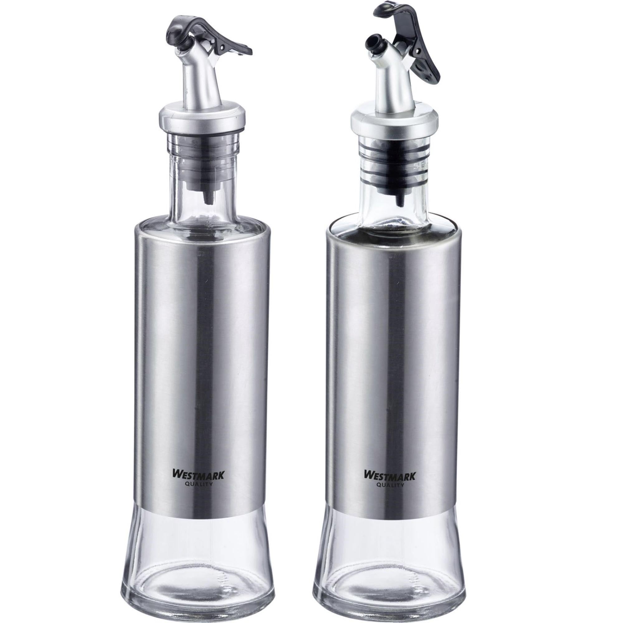 Entdecken Sie das 2-tlg. Set Essig- und Öl-Spender Lissabon von Westmark. Hochwertiges Glas, eleganter Edelstahl-Verschluss, ideal für Küche und festliche Anlässe.