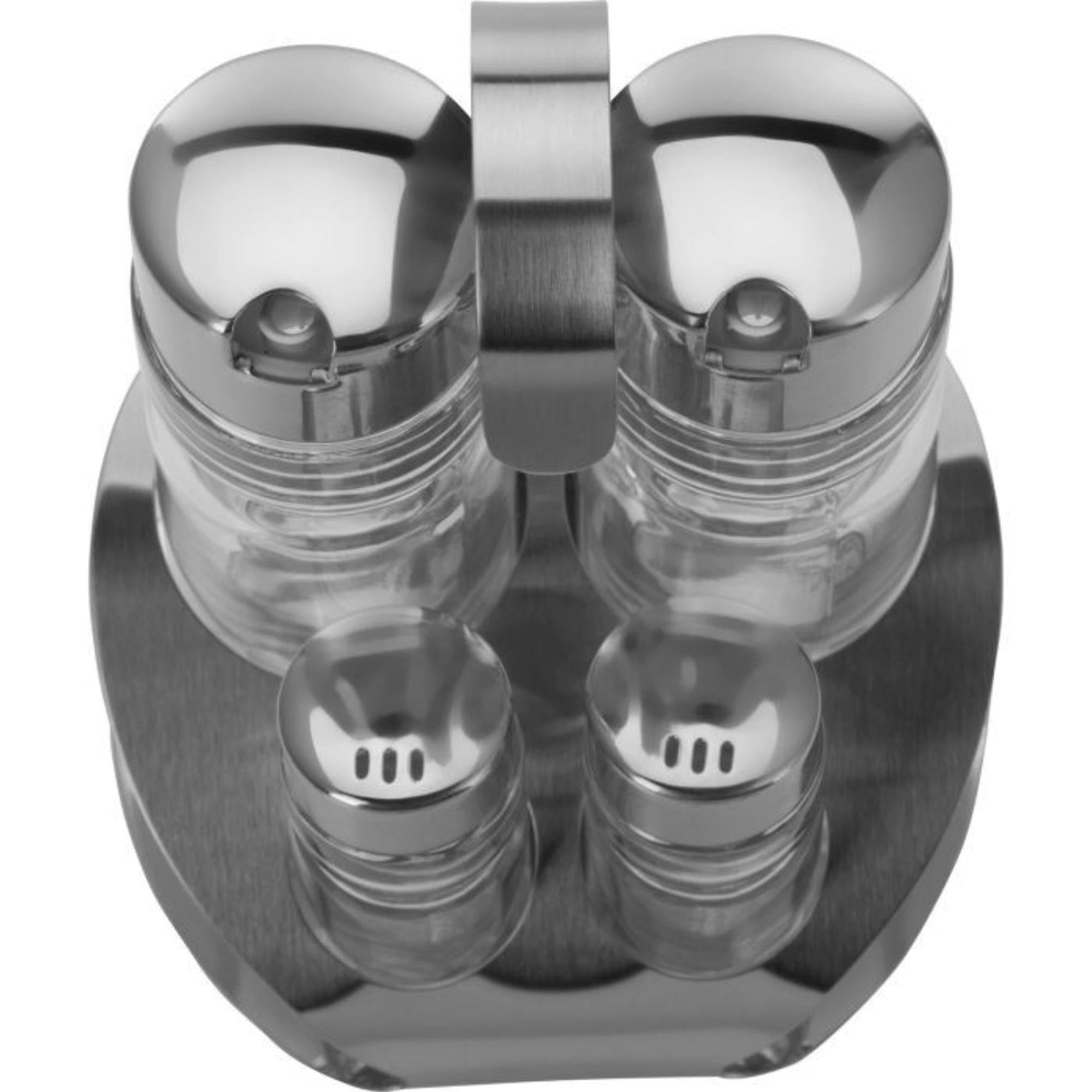 Stilvolles 4-teiliges Menage-Set von Westmark für Salz, Pfeffer, Essig und Öl, perfekt für den gedeckten Tisch.