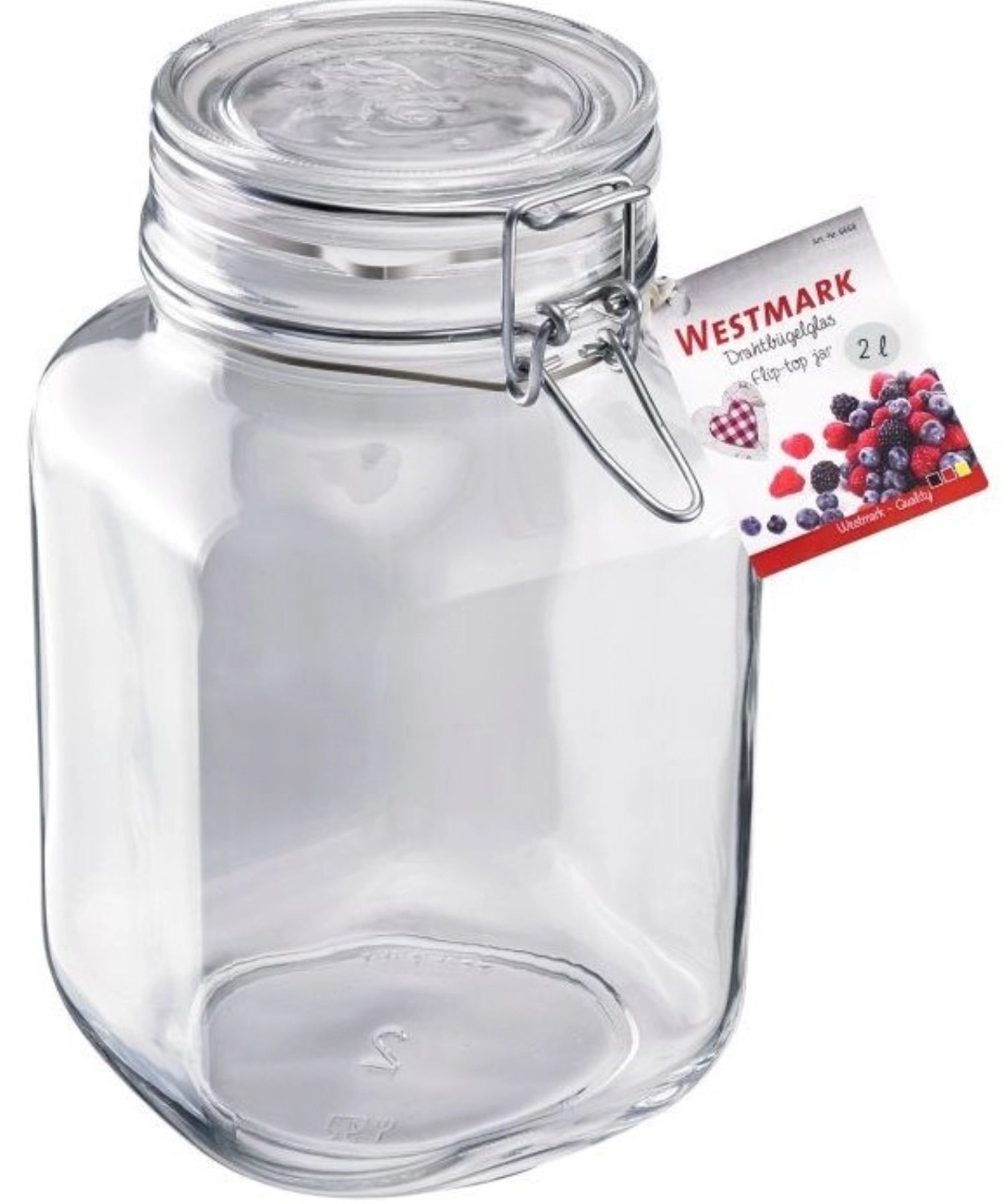 Praktisches 2L Drahtbügelglas von Westmark, perfekt für die sichere Lagerung und Einmachung von Lebensmitteln, mit einem Durchmesser von 90 mm.