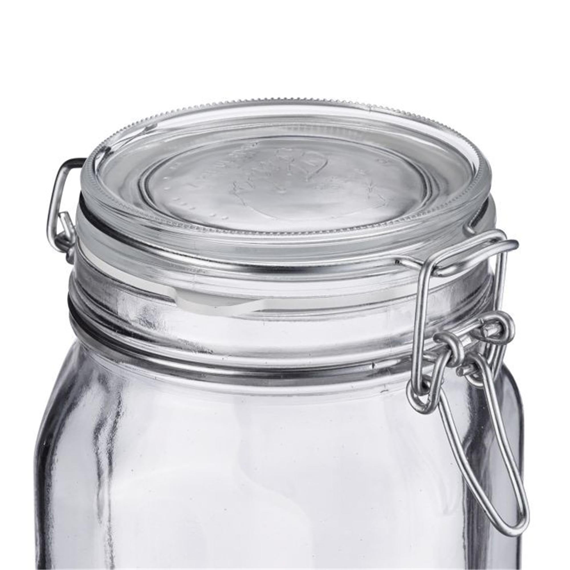 Stilvolles Drahtbügelglas mit 2 Litern Fassungsvermögen, ideal für die Aufbewahrung von Lebensmitteln und Einmacharbeiten, Durchmesser 90 mm.