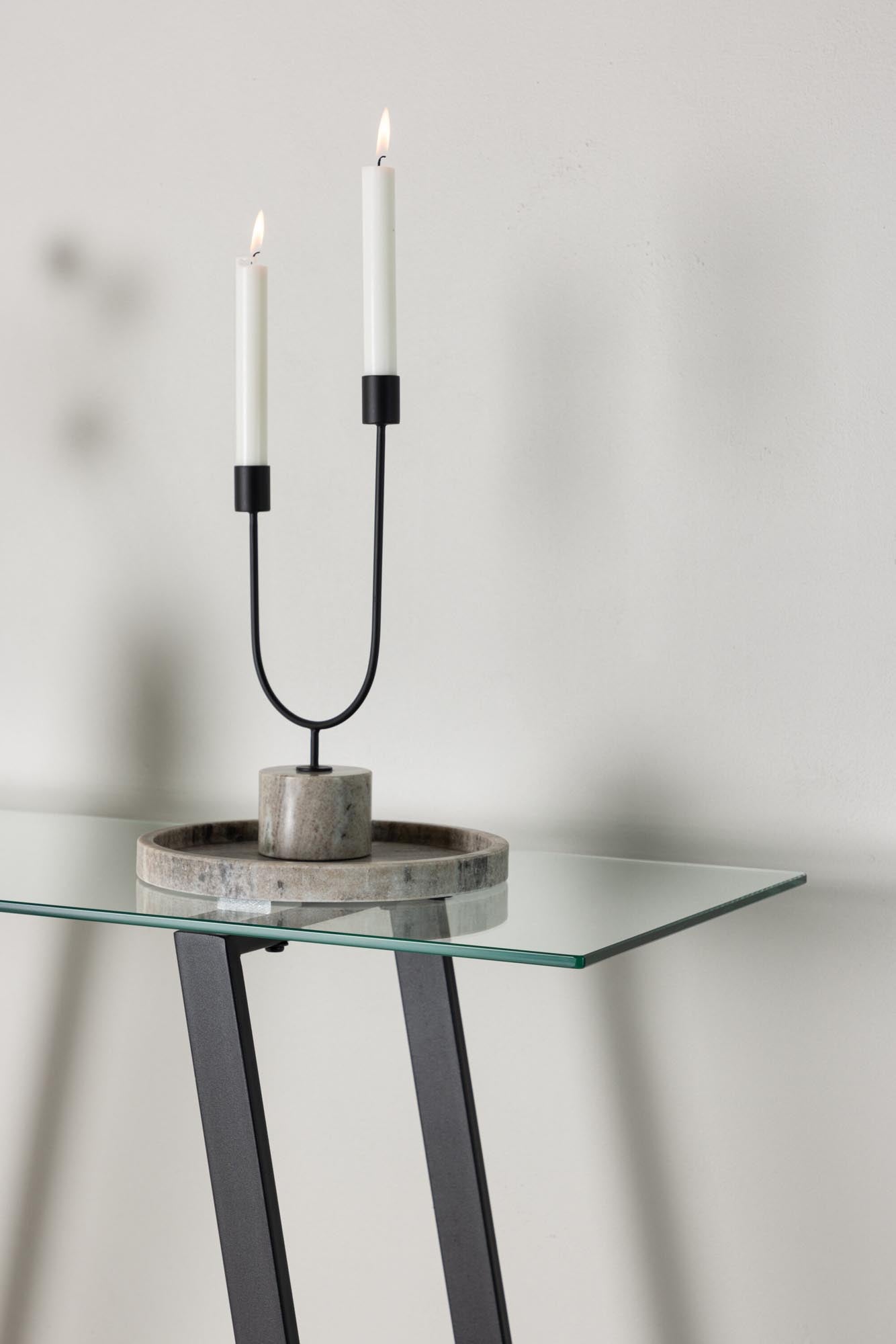 Moderner Horten Schreibtisch von Venture Home: Klare Glasoberfläche, stabiler Stahlrahmen, ideal für Büro und Wohnzimmer, stilvoll und funktional.