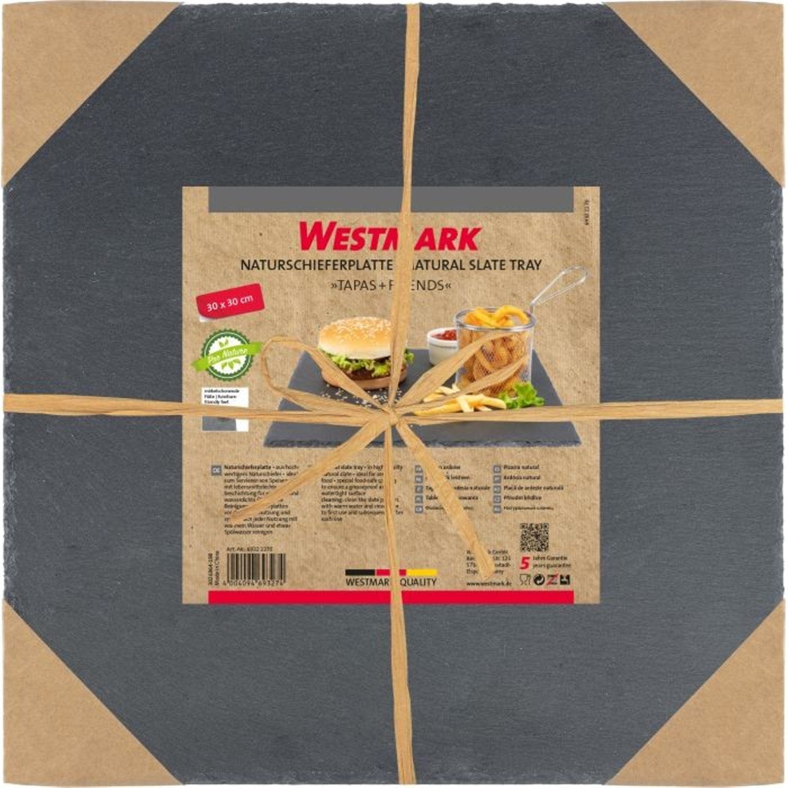 Elegante Naturschieferplatte von Westmark, 40x30cm, perfekt für Tapas und Snacks, robust und dekorativ für jeden Anlass.