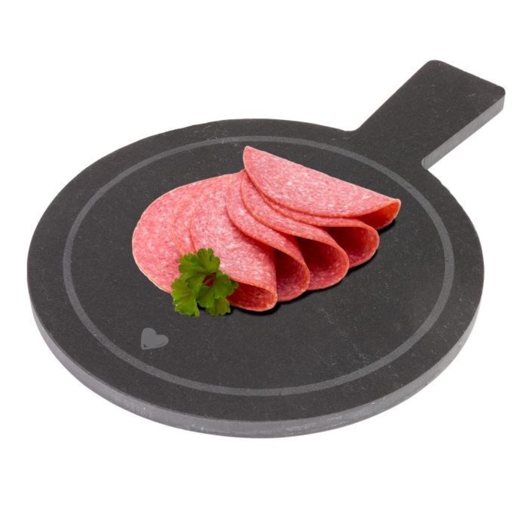 Stilvolle Tapasplatte aus Naturschiefer, 19x14cm, perfekt für das Servieren von Tapas und Snacks. Praktisch und elegant.