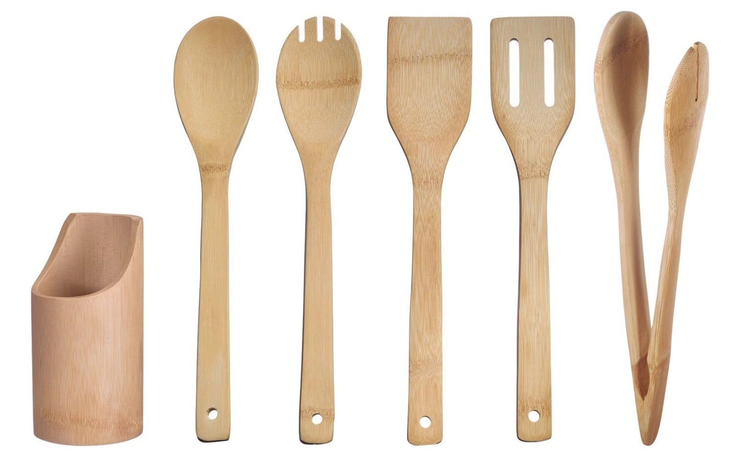Praktisches 6-teiliges Set aus hochwertigem Bambus, ideal für die Zubereitung von Speisen und umweltbewusste Küchenliebhaber.