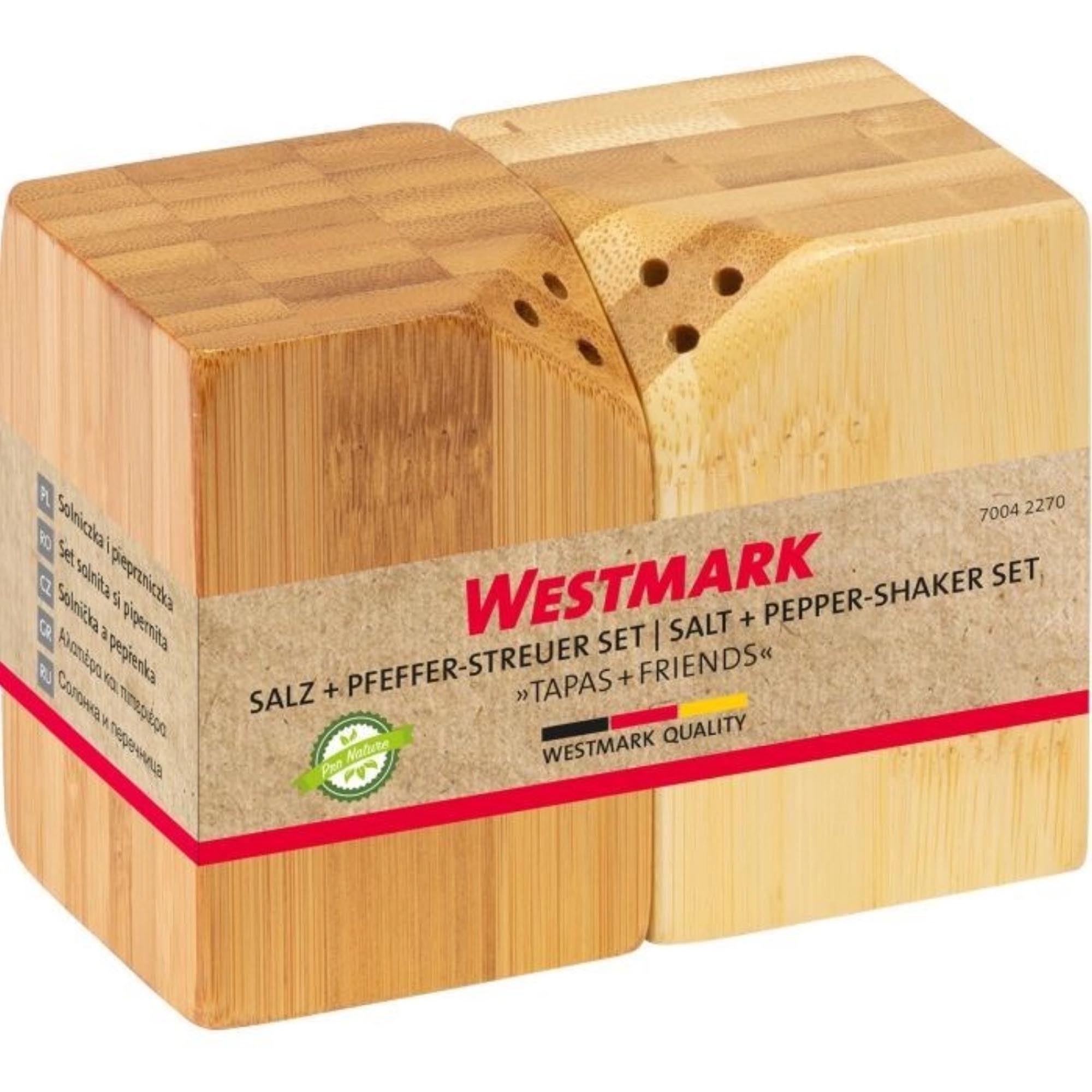 Modernes 2er Set Salz- und Pfefferstreuer von Westmark, eckig, perfekt für Tapas-Abende, stilvolles Design für jeden Tisch.