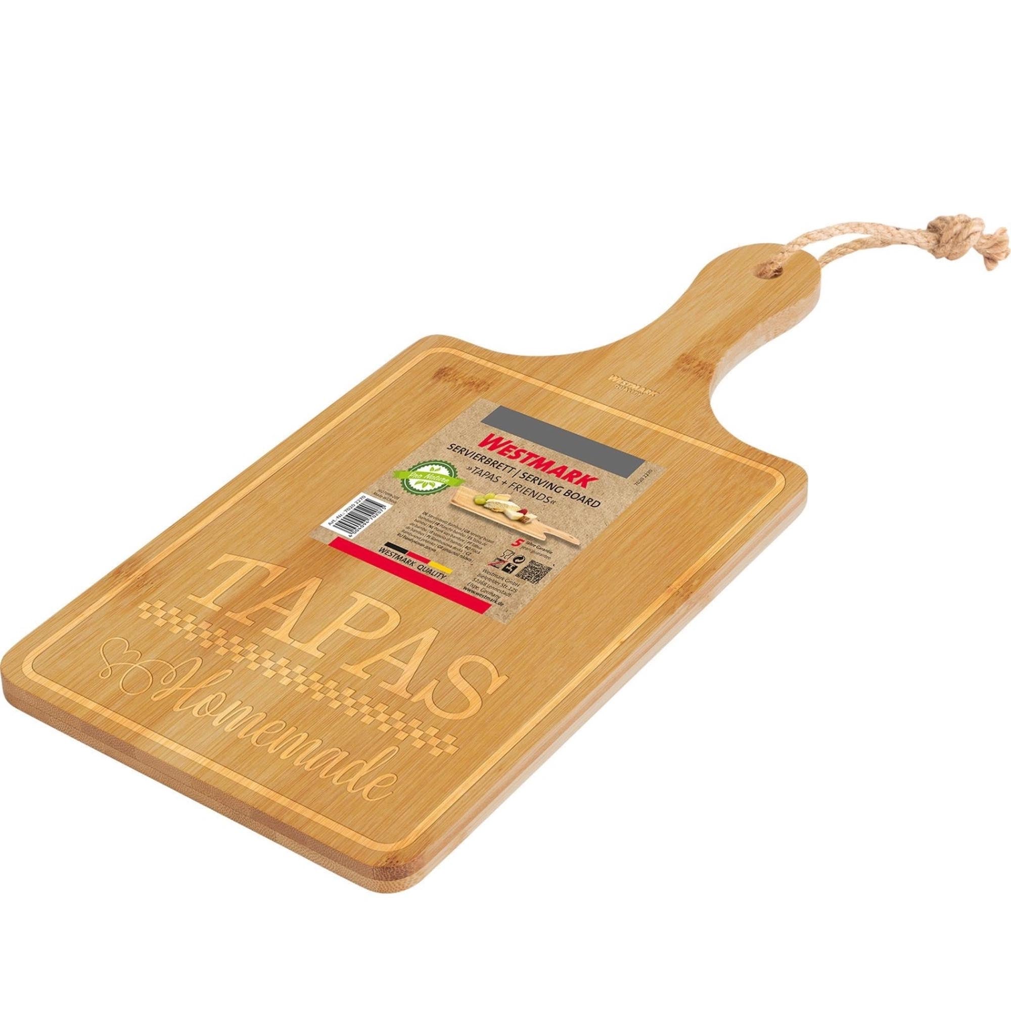 Entdecken Sie das Servierbrett "Tapas u. Friends" von Westmark aus hochwertigem Bambus. Ideal für Tapas, Käse und Snacks – stilvoll und nachhaltig!