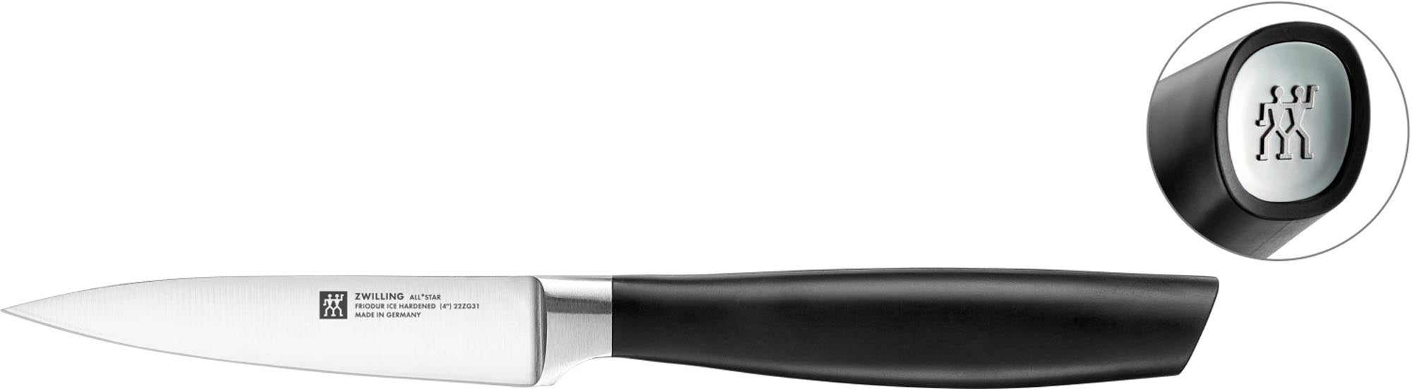 Entdecken Sie das All Star Gemüsemesser 100 chrome-silber von Zwilling Kitchen. Ideal zum Schälen, Spicken und Schneiden kleiner Zutaten. Perfekte Präzision!