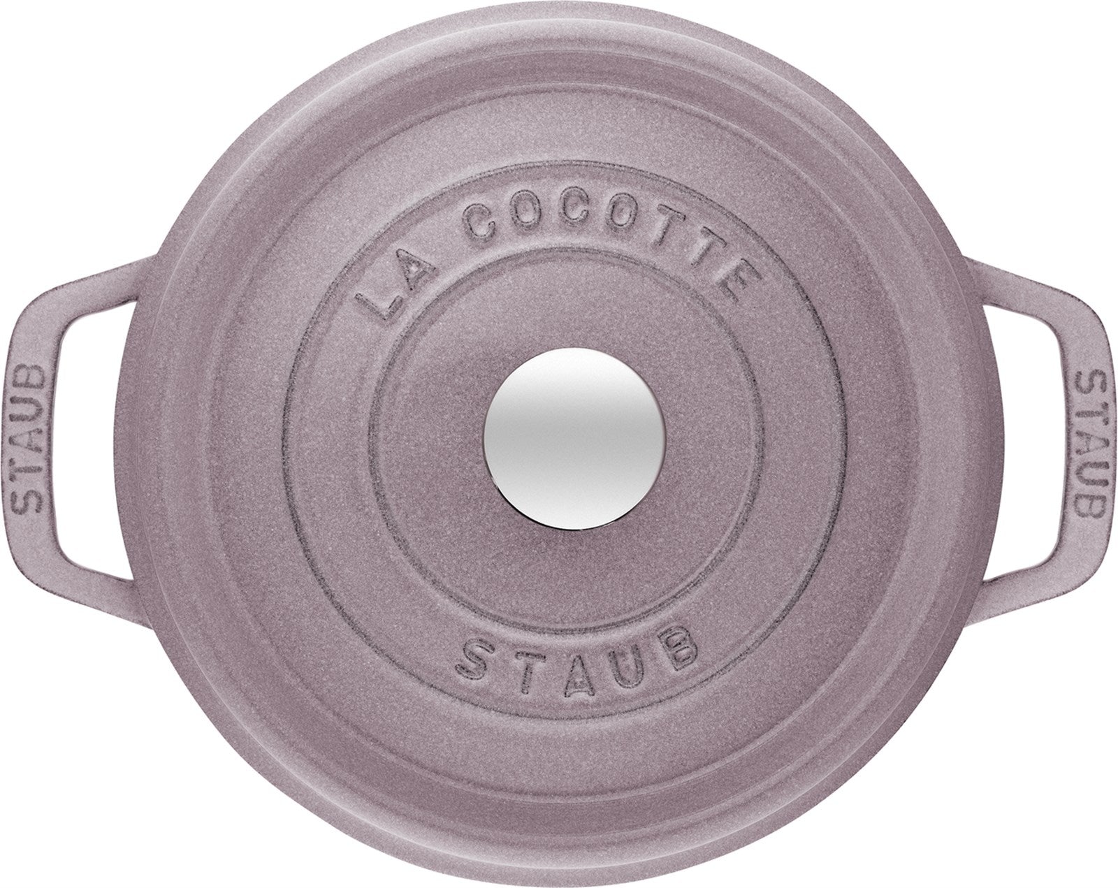 Die Staub Cocotte 20 cm in Kirschblüte aus Gusseisen (2.2l) bietet exzellente Wärmeleitung, ideal für Eintöpfe und Schmorgerichte.