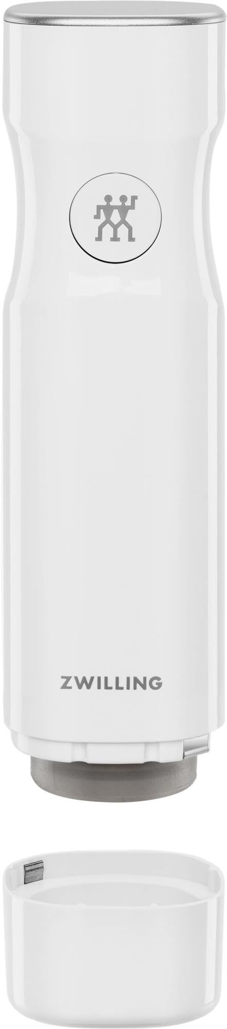 Weisse USB-Vakuumpumpe von Zwilling Kitchen, 5x5x19 cm, kompakt und ideal für die frische Lebensmittelaufbewahrung.