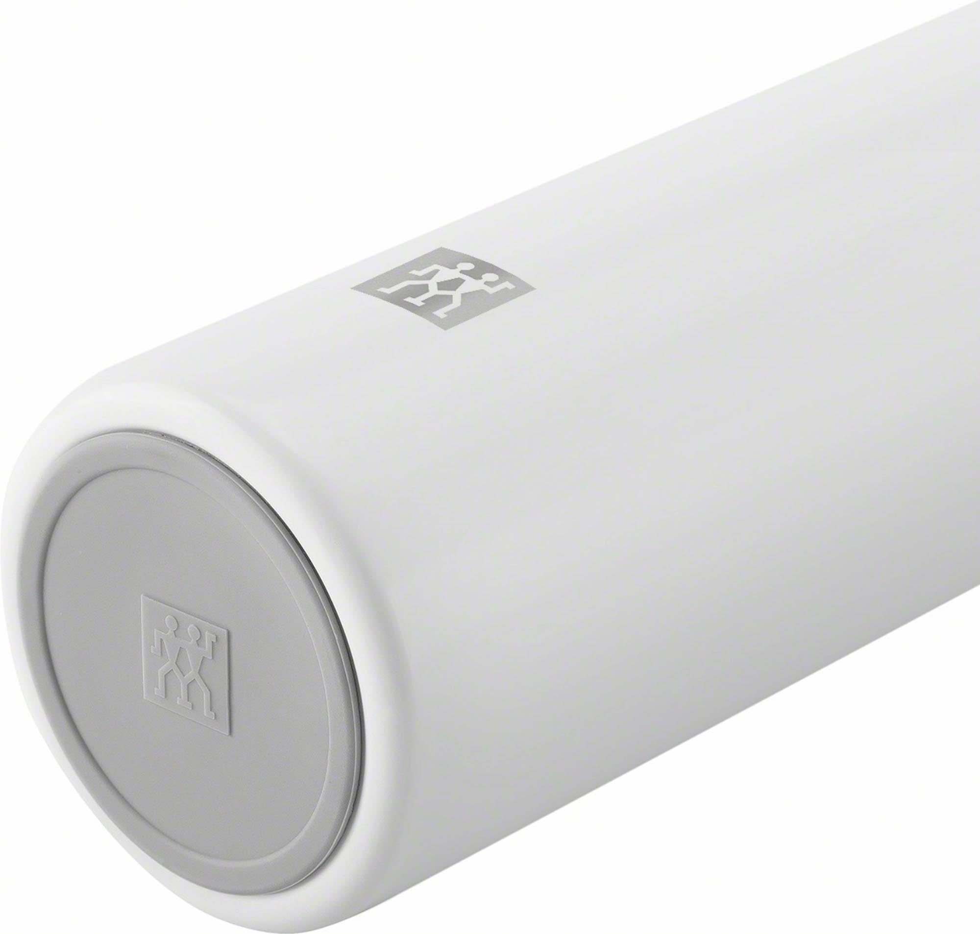 Elegante Thermo Travel Mug (450 ml) von Zwilling in Silber-Weiss: Doppelwandige Konstruktion, hält Getränke lange warm, ideal für unterwegs.