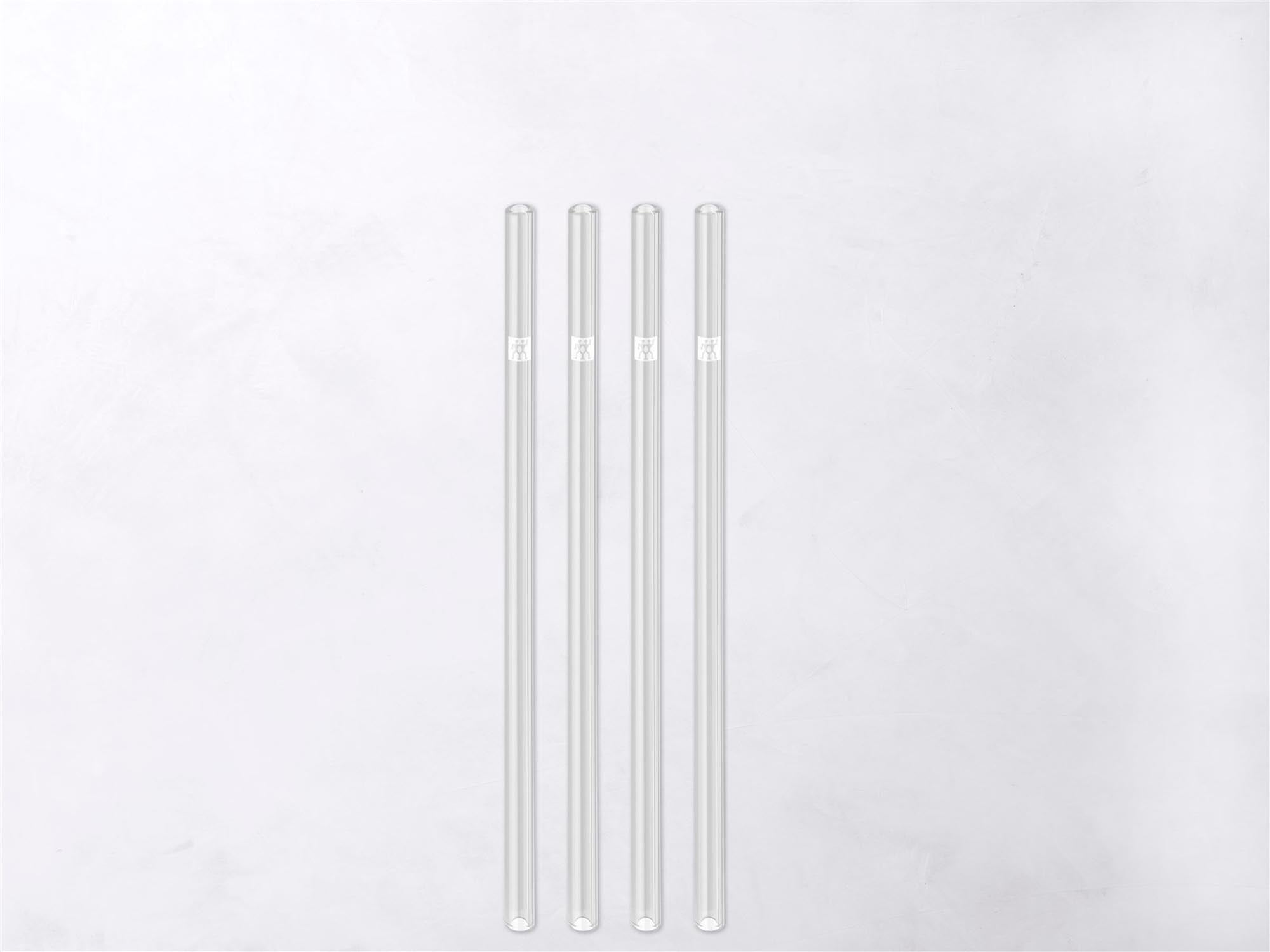 Elegante Glasstrohhalme 23cm, 4er Set mit Reinigungsbürste.
