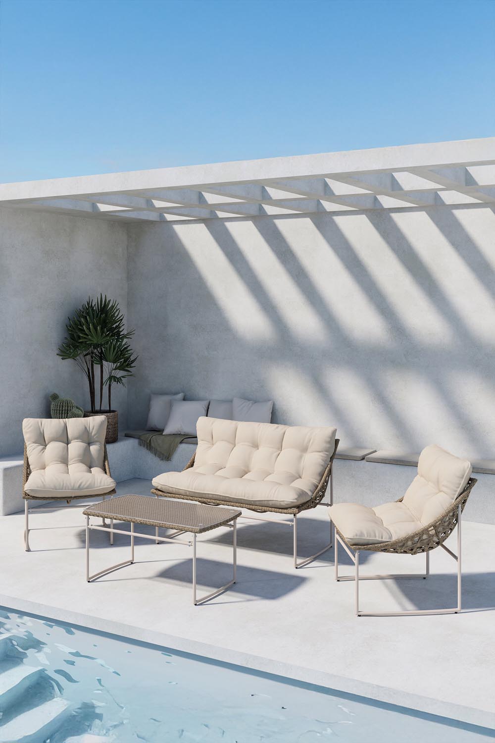 Tina Outdoor Sofa-Set in Weiss präsentiert im Onlineshop von KAQTU Design AG. Loungeset ist von Venture Home
