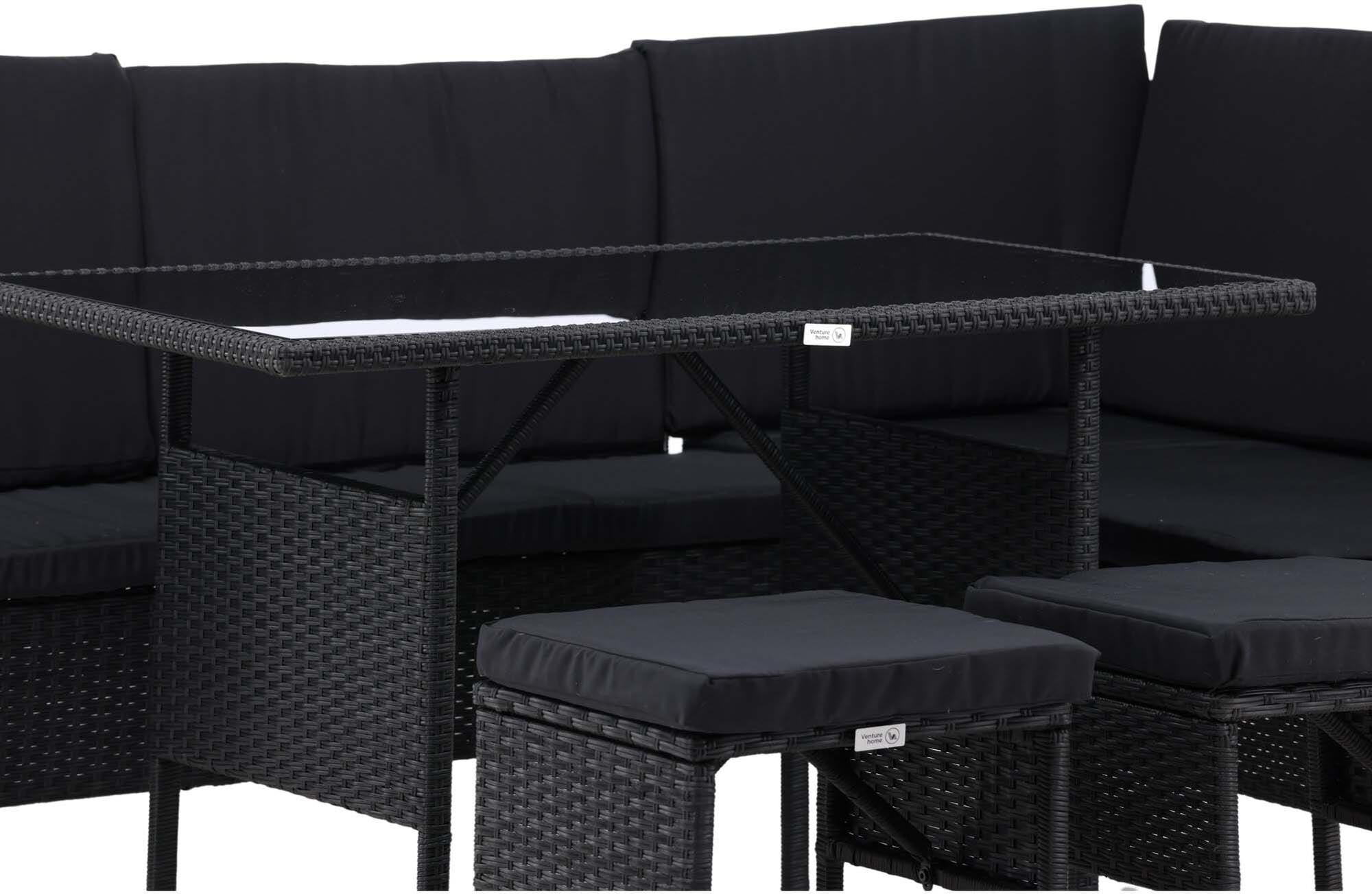 Stylisches Knock Ecksofa Outdoorset 110cm von Venture Home – ideal für entspannte Stunden im Freien mit hochwertigem Korbgeflecht und bequemen Polstern.