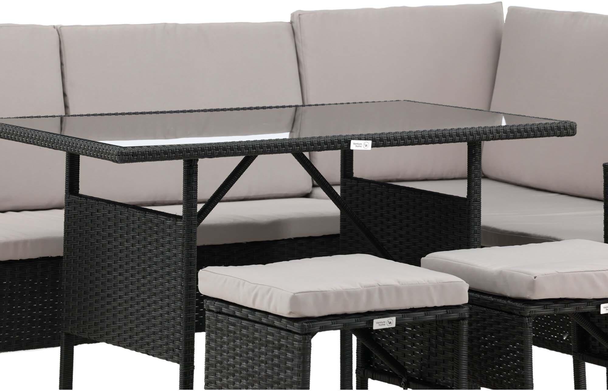 Stylisches Knock Ecksofa Outdoorset 110cm von Venture Home – perfekt für kleine Terrassen, wetterfest und komfortabel für entspannte Momente im Freien.