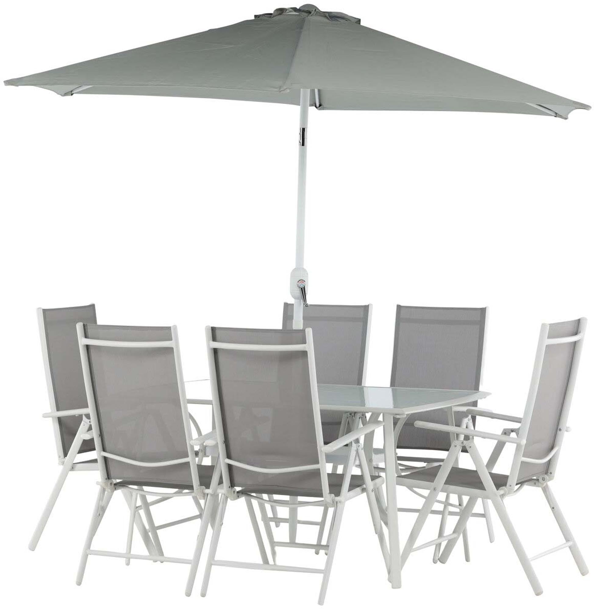 Elegantes Brecky Outdoor-Tischset 150cm für 6 Personen: Ideal für gesellige Abende im Freien mit modernem Design und hohem Komfort.
