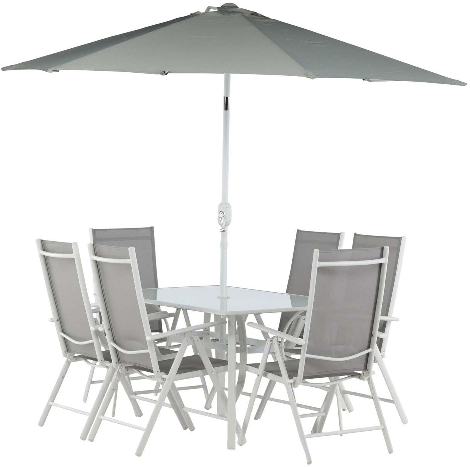 Brecky Outdoor-Tischset 150cm/6St. in Weiss präsentiert im Onlineshop von KAQTU Design AG. Gartentischset ist von Venture Home