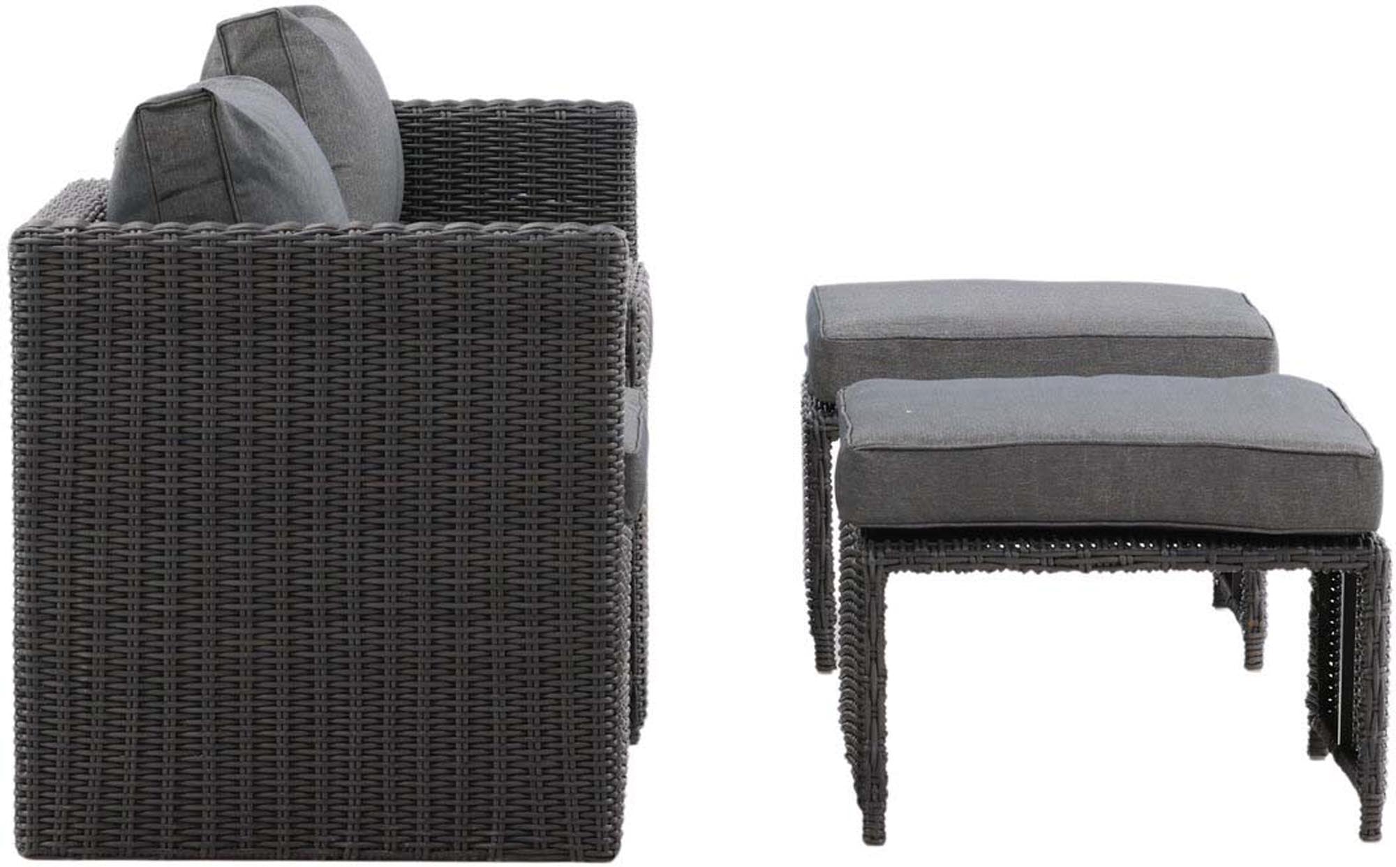 Stilvolles Quad Lounge Outdoorset 63cm von Venture Home: Komfortable Sessel, praktische Hocker und ein eleganter Tisch für entspannte Stunden im Freien.
