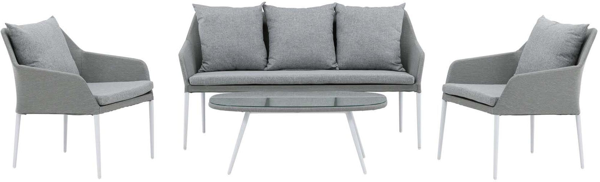 Die Spoga Sofagarnitur von Venture Home vereint elegantes Design und hohen Komfort, perfekt für entspannte Stunden im Freien.