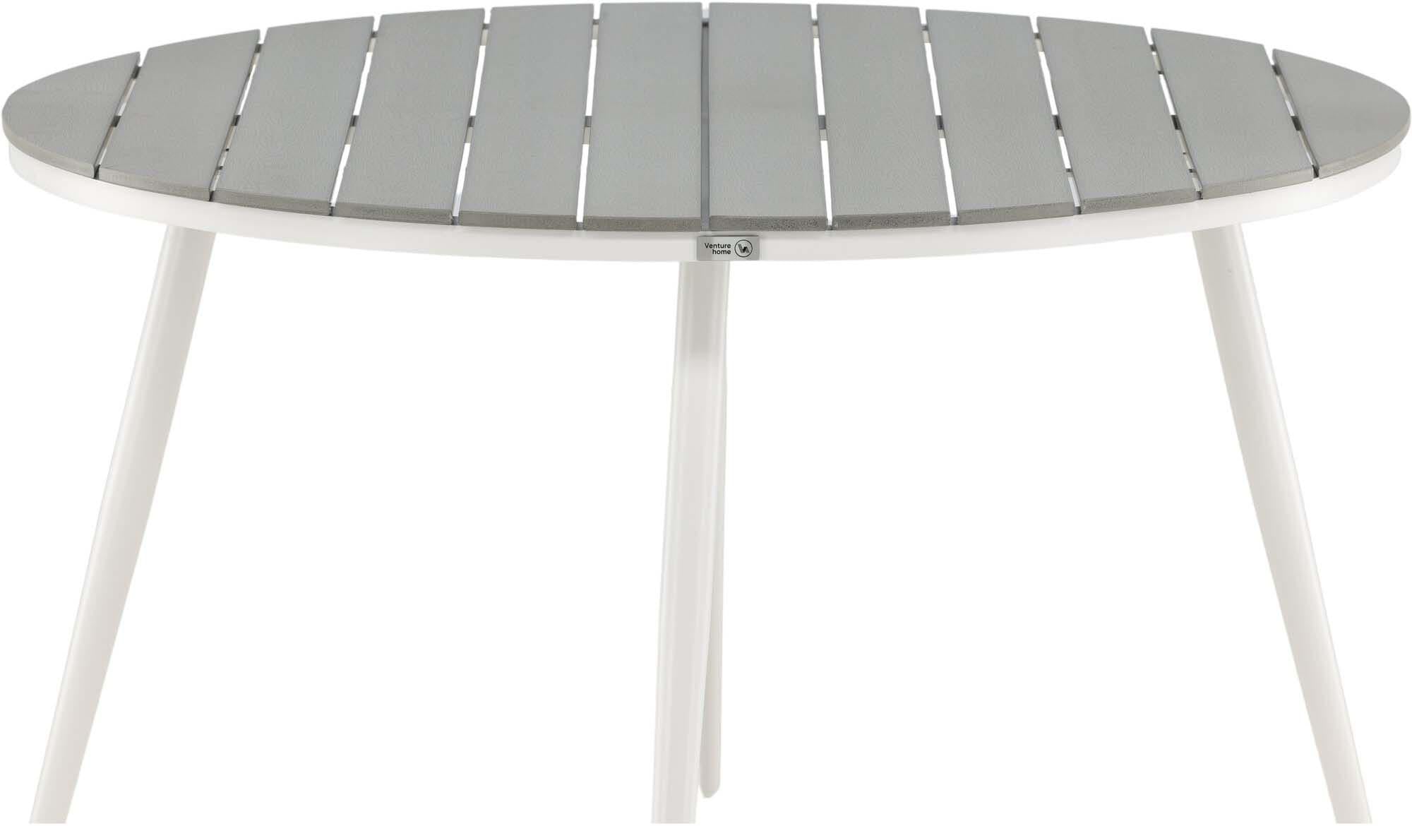 Runder Gartentisch von Venture Home, stilvoll und wetterfest, perfekt für den Aussenbereich, robust und vielseitig einsetzbar.