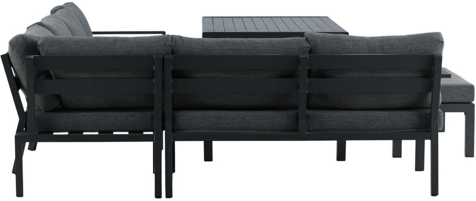 Entdecken Sie das Ramos Ecksofa Outdoorset 140cm von Venture Home – stilvolles Loungeset aus wetterfestem Aluminium und bequemen Kissen für Ihre Terrasse.