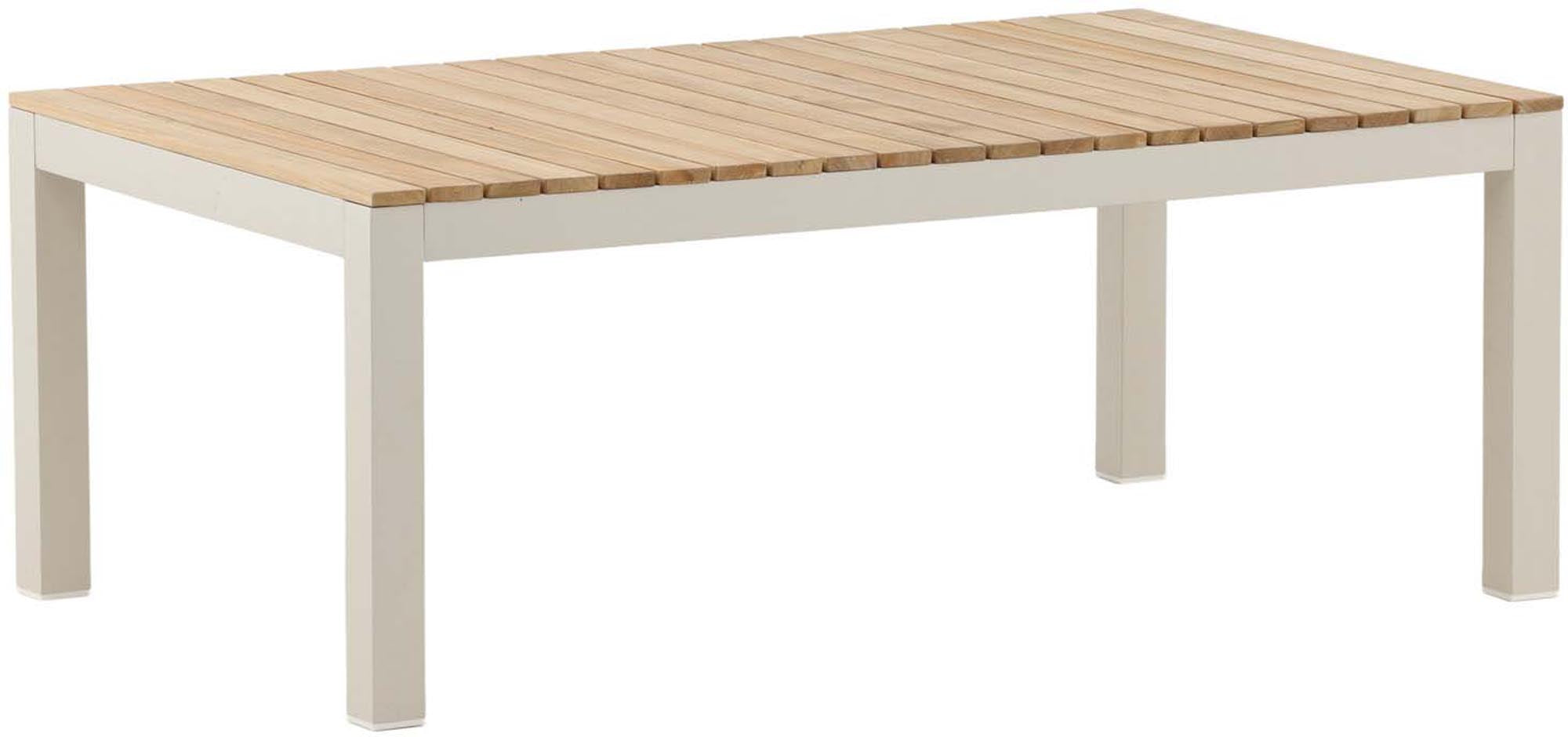 Erleben Sie den Brasilia Beistelltisch von Venture Home – eine elegante Kombination aus robustem Aluminium und edlem Teakholz für Ihren Garten.