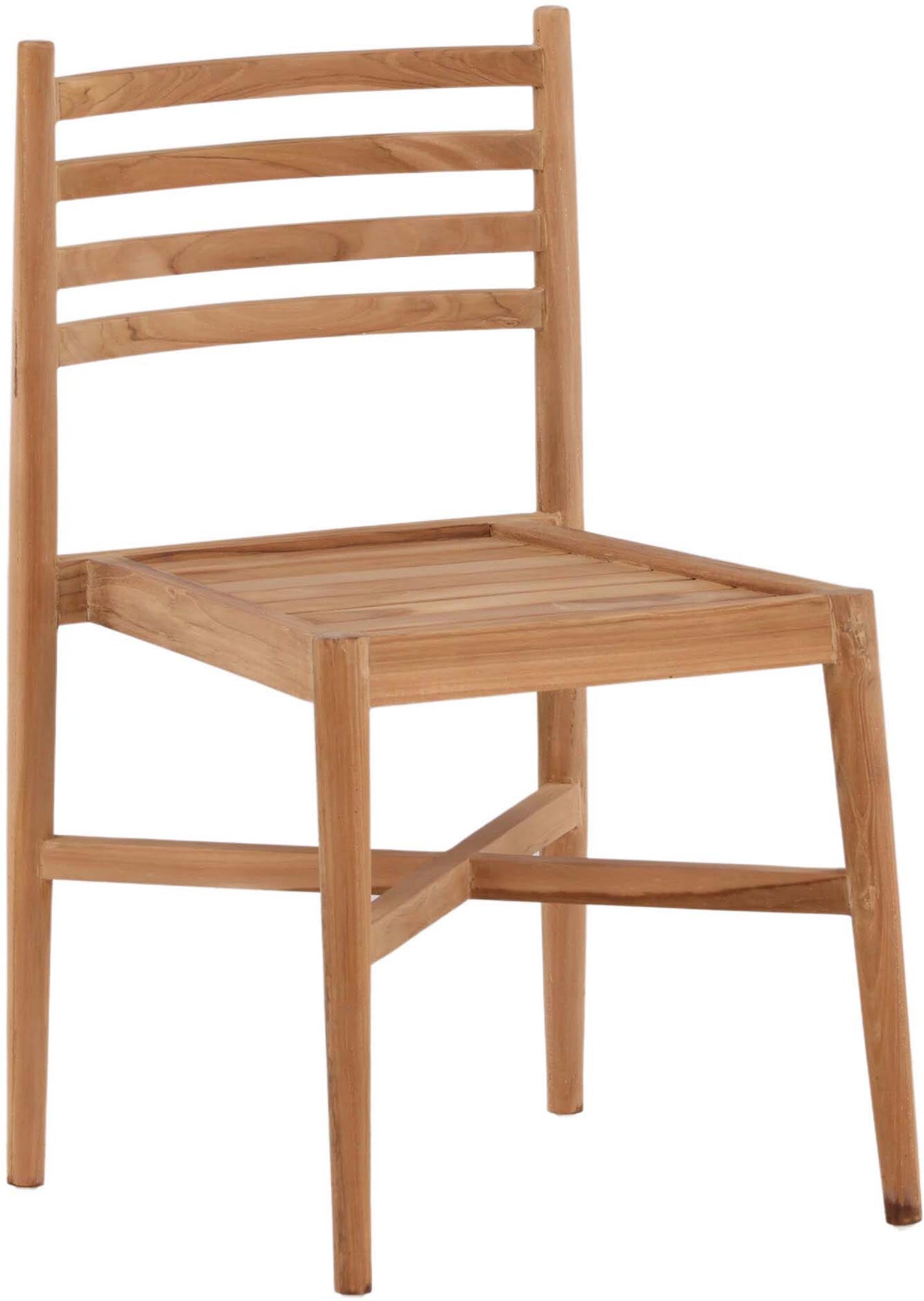 Entdecken Sie den Kenya Stuhl von Venture Home – eleganter Teakholz Gartenstuhl, witterungsbeständig, komfortabel und stapelbar für jeden Anlass.