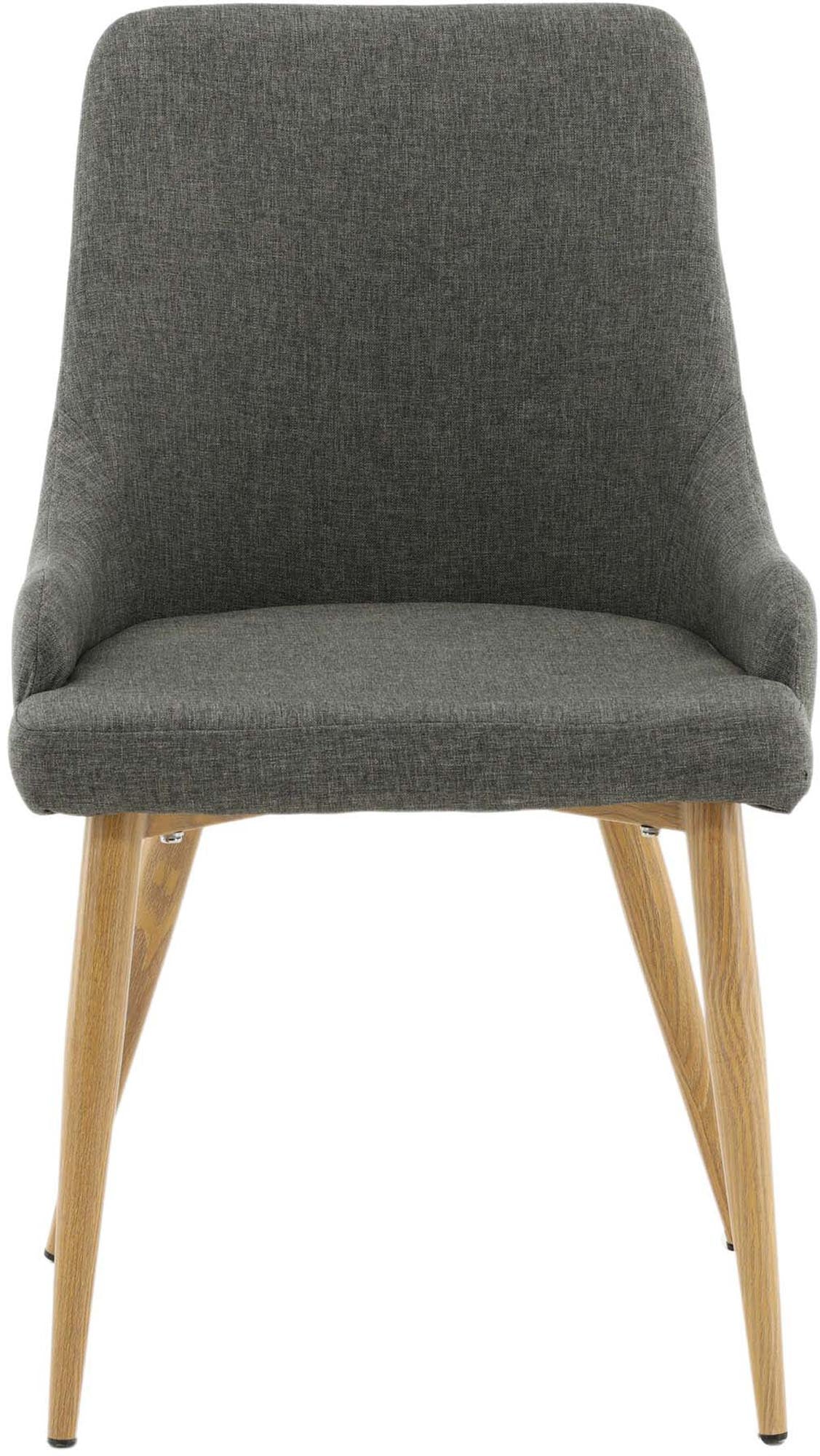 Entdecken Sie den Plaza Stuhl von Venture Home: Stilvolle Esszimmerstühle mit grauem Polyesterbezug und robustem Metallrahmen für gemütliche Essmomente.