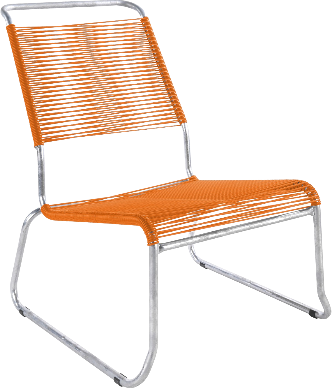 Säntis Spaghetti-Lounger mit Armlehne Hochlehner Kufen in Orange präsentiert im Onlineshop von KAQTU Design AG. Outdoor-Sessel mit Armlehnen ist von Schaffner