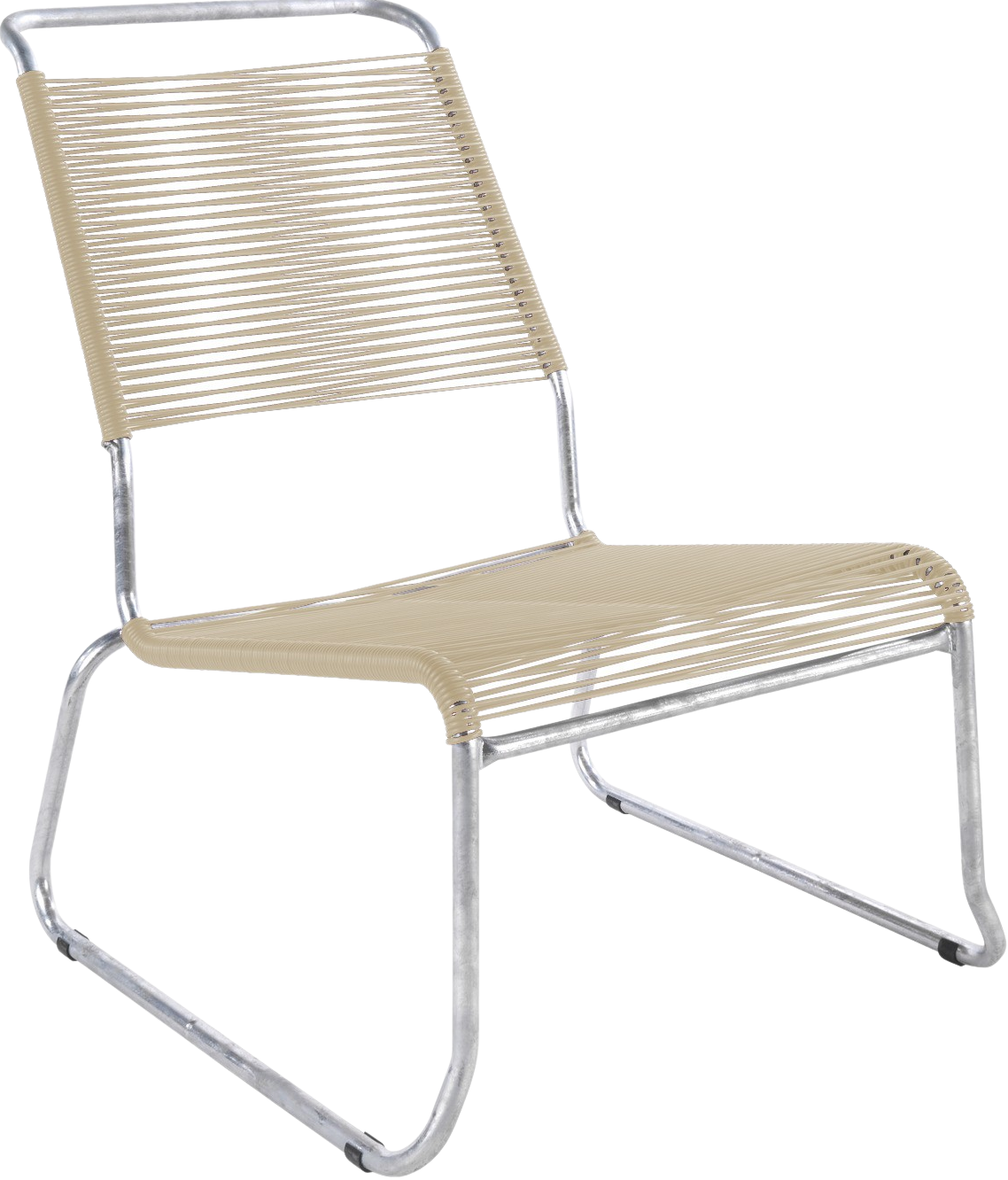 Säntis Spaghetti-Lounger mit Armlehne Hochlehner Kufen in Pastellsand präsentiert im Onlineshop von KAQTU Design AG. Outdoor-Sessel mit Armlehnen ist von Schaffner