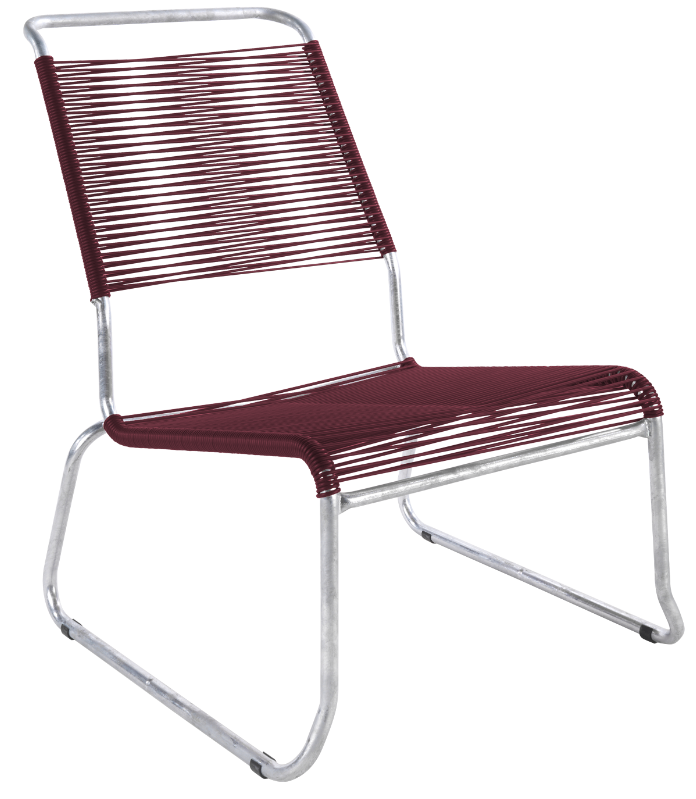 Säntis Spaghetti-Lounger mit Armlehne Hochlehner Kufen in Bordeaux präsentiert im Onlineshop von KAQTU Design AG. Outdoor-Sessel mit Armlehnen ist von Schaffner