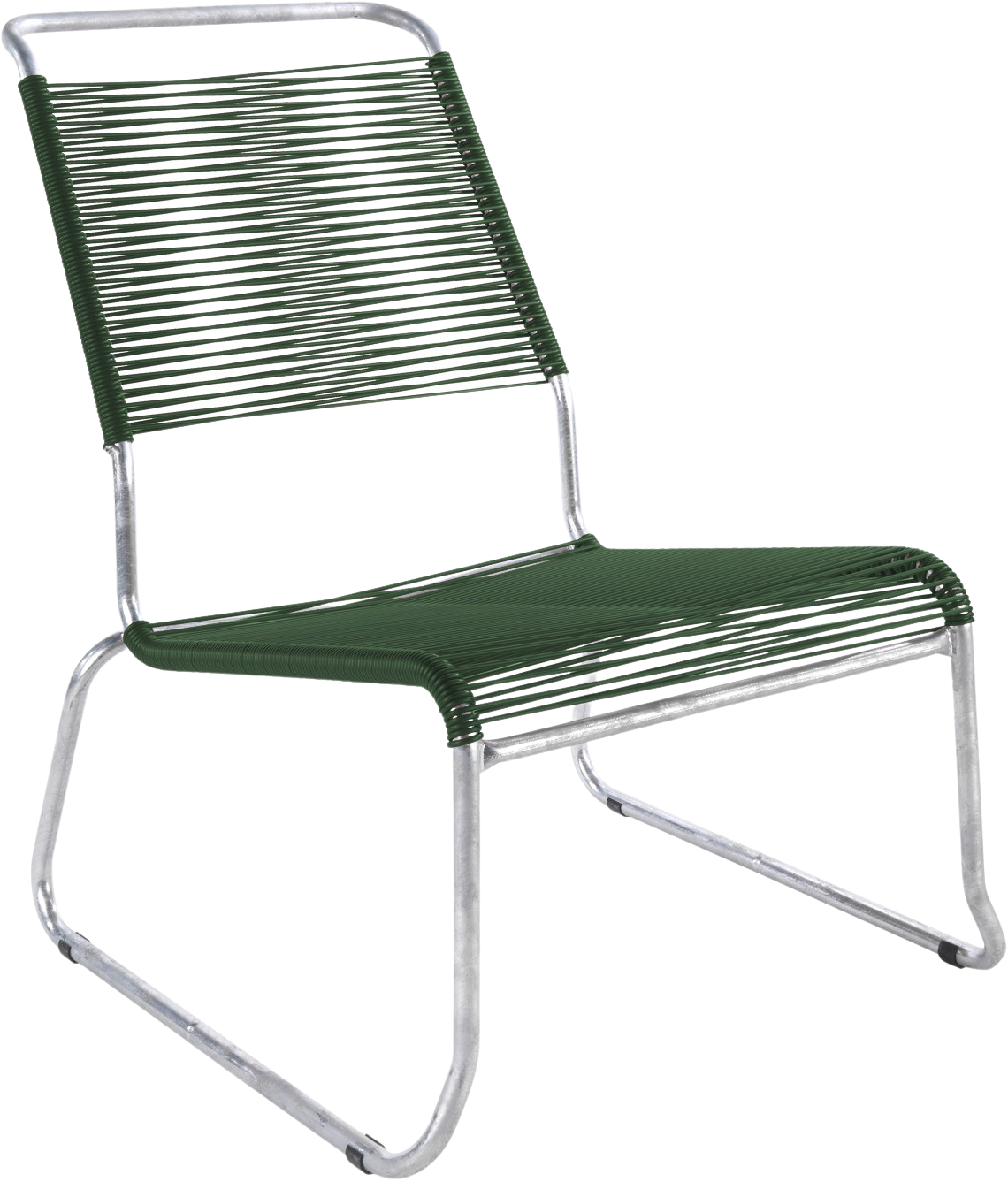 Säntis Spaghetti-Lounger mit Armlehne Hochlehner Kufen in Tannengrün präsentiert im Onlineshop von KAQTU Design AG. Outdoor-Sessel mit Armlehnen ist von Schaffner