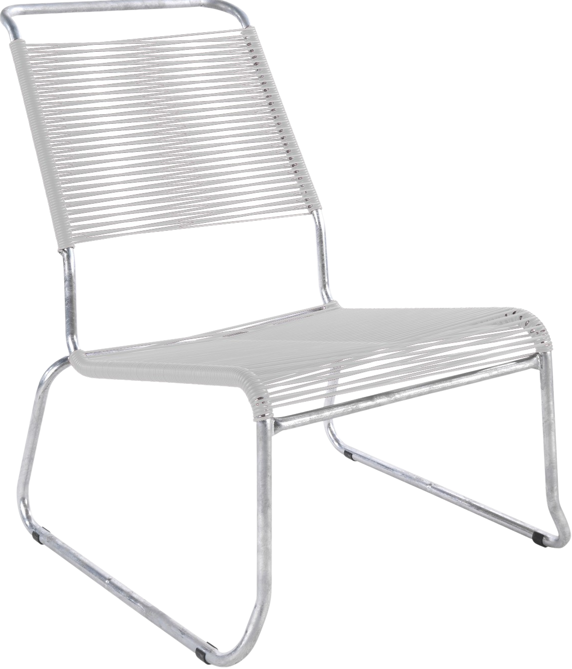 Säntis Spaghetti-Lounger mit Armlehne Hochlehner Kufen in Weiss präsentiert im Onlineshop von KAQTU Design AG. Outdoor-Sessel mit Armlehnen ist von Schaffner