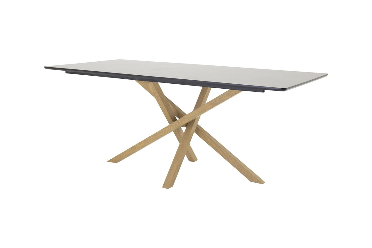 Piazza Esstisch von Venture Home mit weisser MDF-Tischplatte und Gestell aus Stahl in Natur, rechteckige Form, 180 x 90 cm.