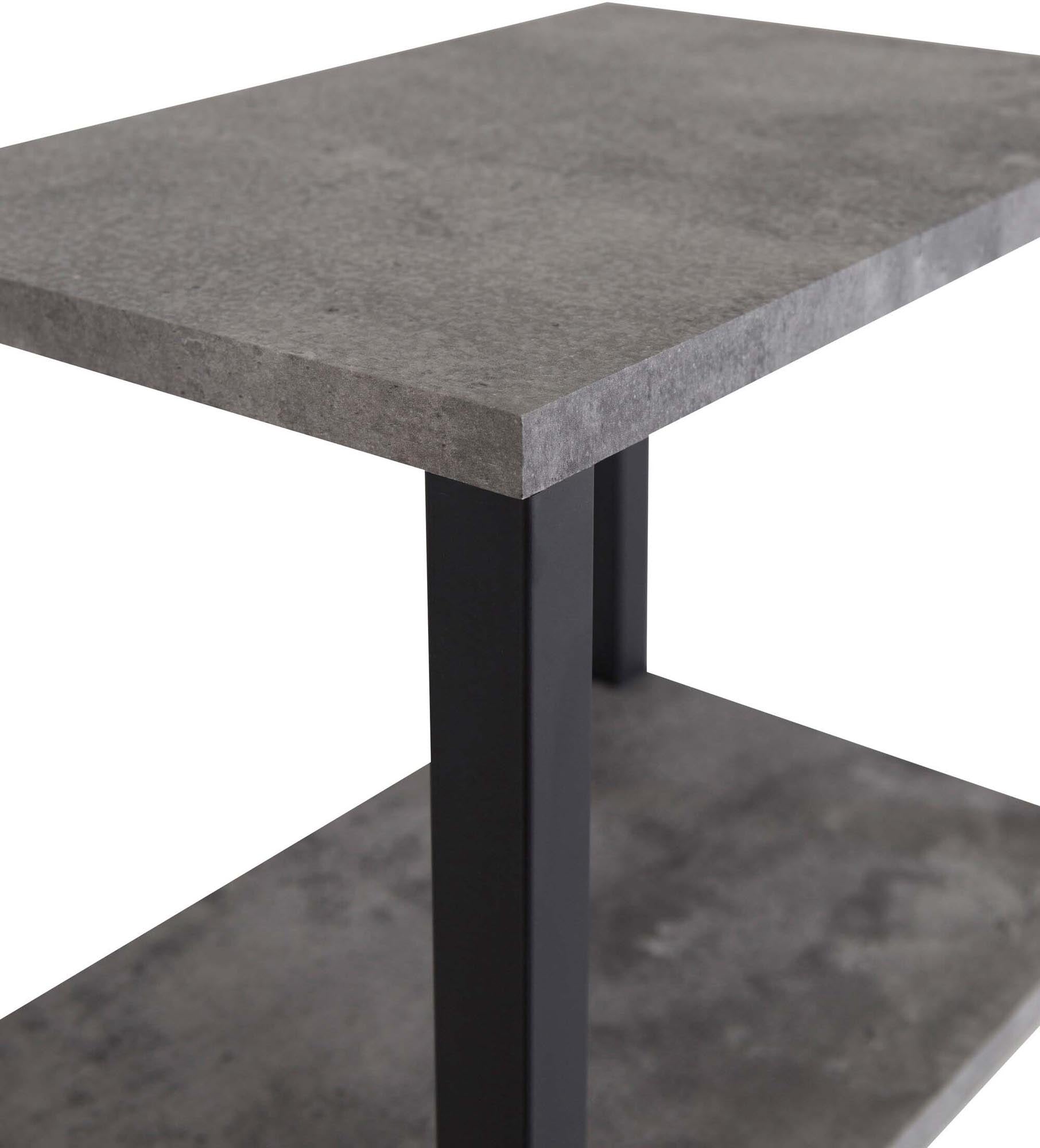 Stylischer Nachttisch mit elegantem Design, robustem Metallgestell und pflegeleichten Regalen in Betonoptik – perfekt für jedes Zuhause.